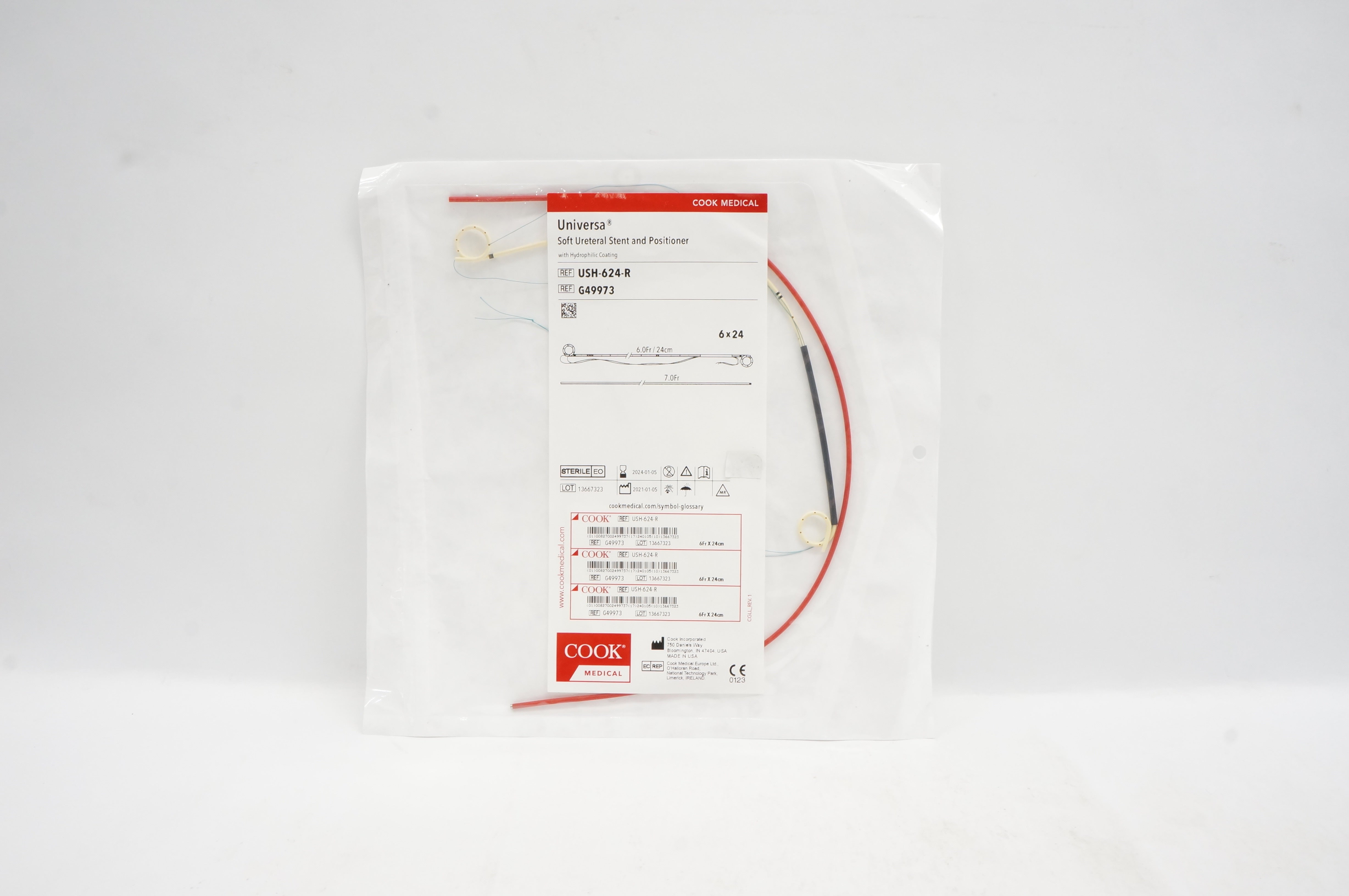 Cook Medical G49973 Universa Soft Ureteral Stnt. and Positioner 6.0Fr x 24cm