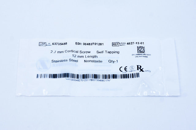 Zimmer 4827-12-01 2.7mm Cortical Screw, Self-Tapping, 12mm Length