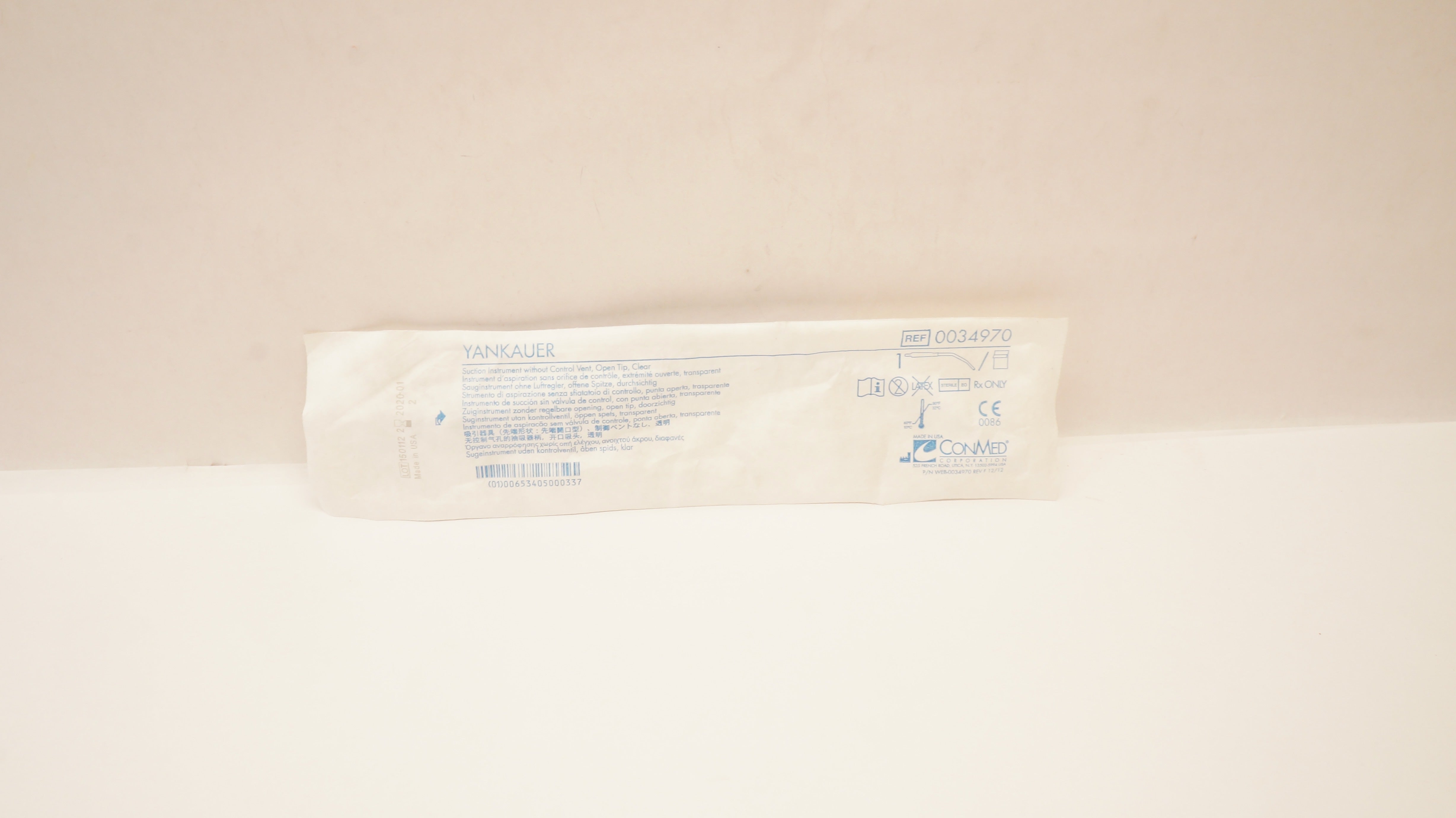 ConMed 0034970 YANKAUER Suction Instrument without Control Vent, Open Tip (x)