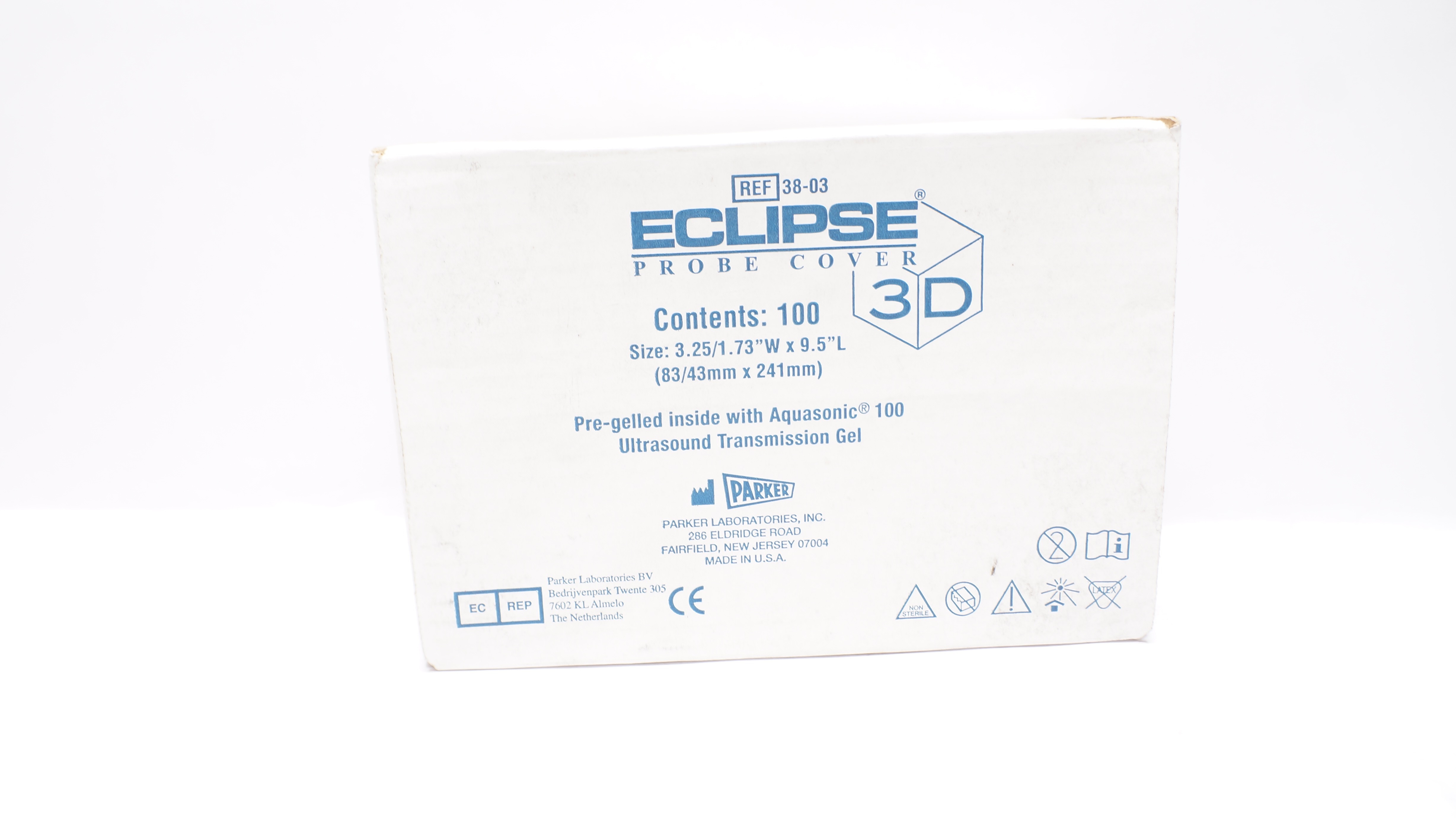 Parker 38-03 Eclipse 3D Pre-Gelled Probe Cover 3.25/1.73 W x 9.5in L -Box of 100