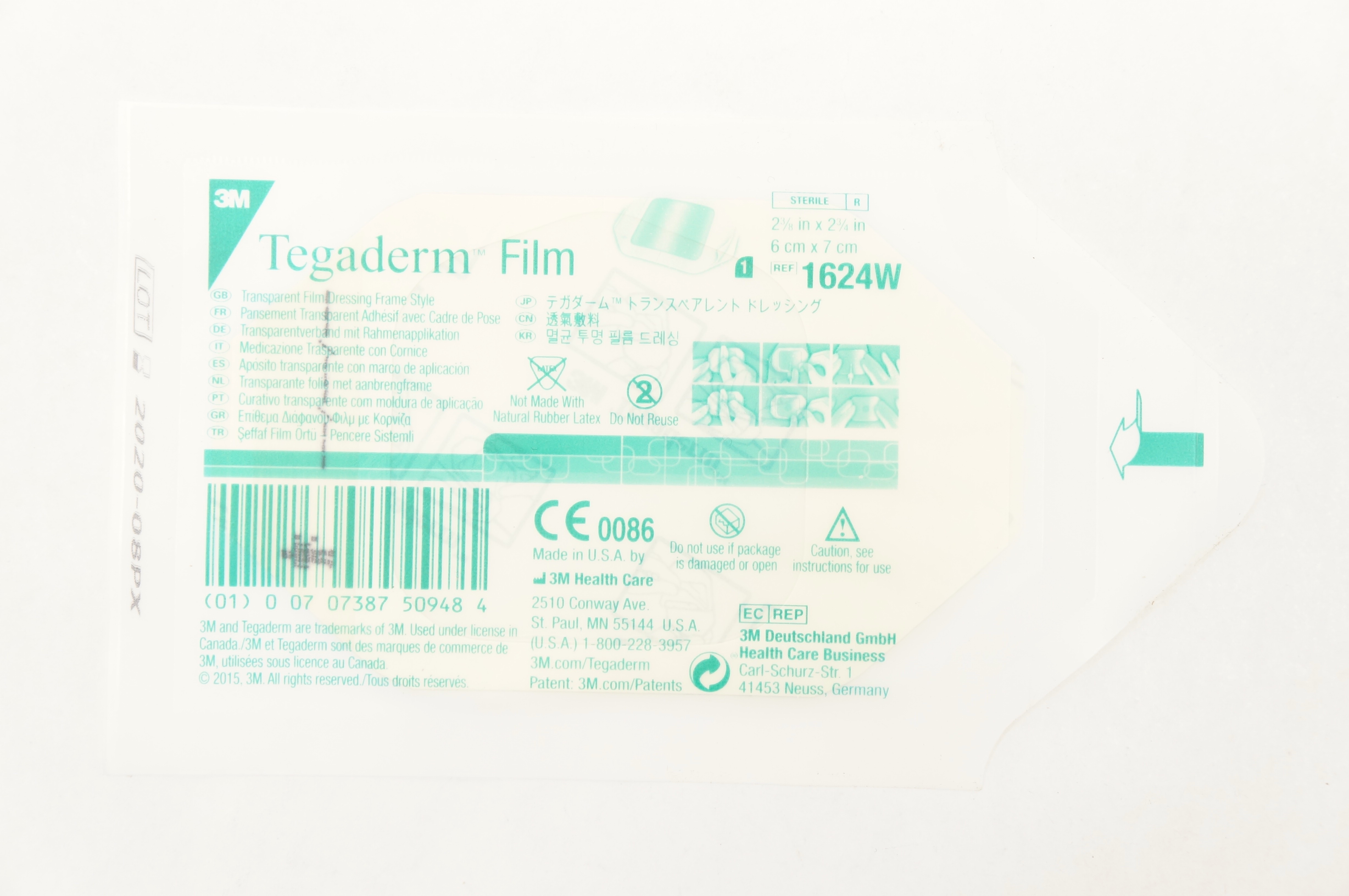 3M 1624W Tegaderm Transparent Film Dressing Frame 2-3/8 x 2-3/4inch (x)