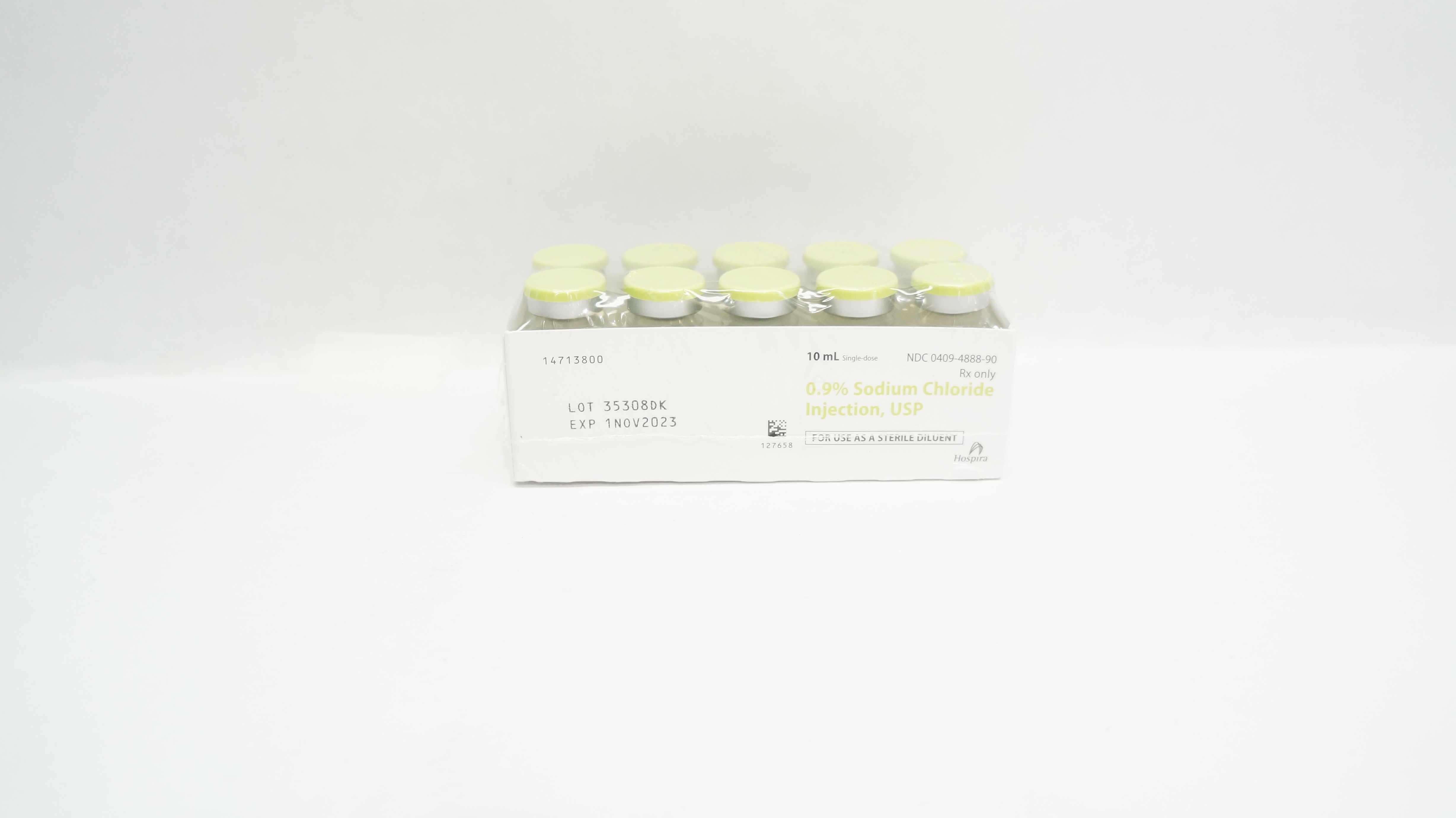 Hospira NDC 0409-4888-02 0.9% Sodium Chloride Injection, USP 10ml - Box of 10