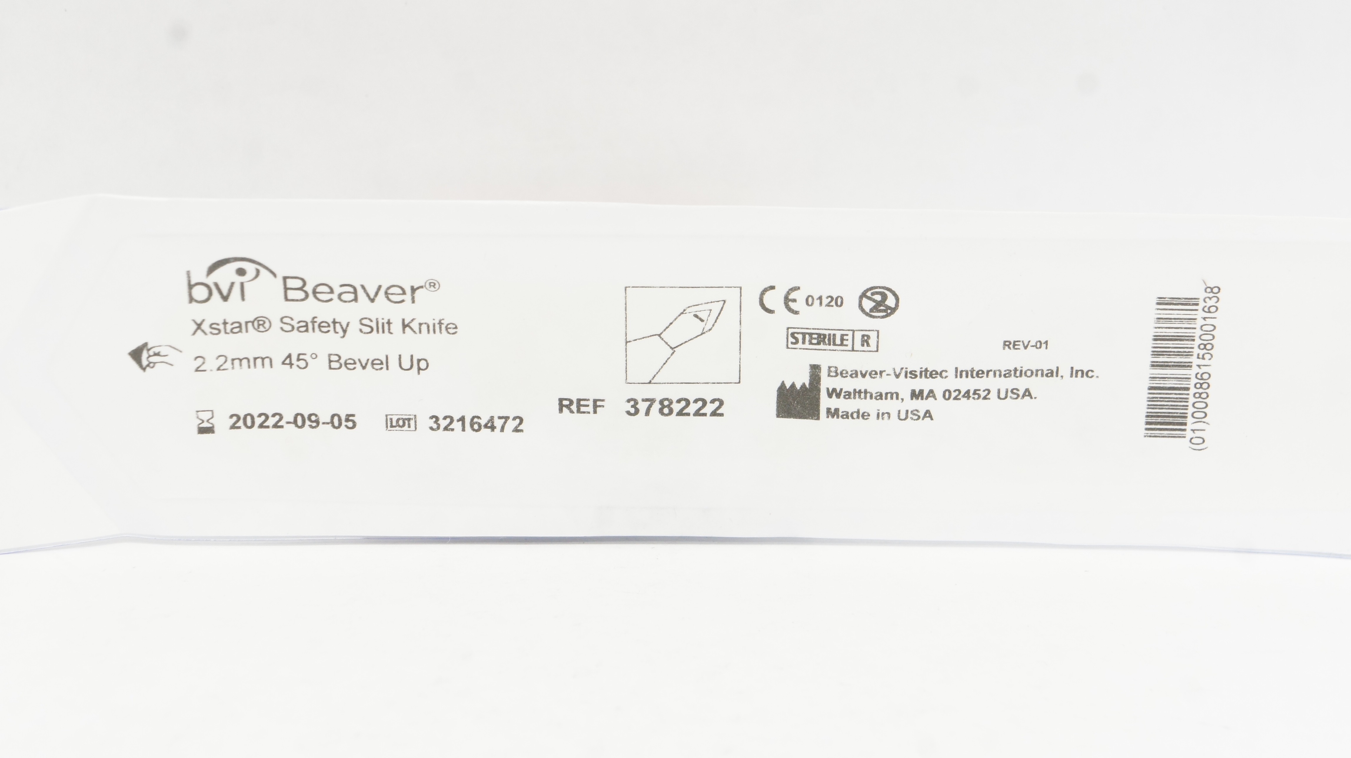 BVI Beaver 378222 Xstar Safety Slit Knife 2.2mm 45 degree Bevel Up (x)