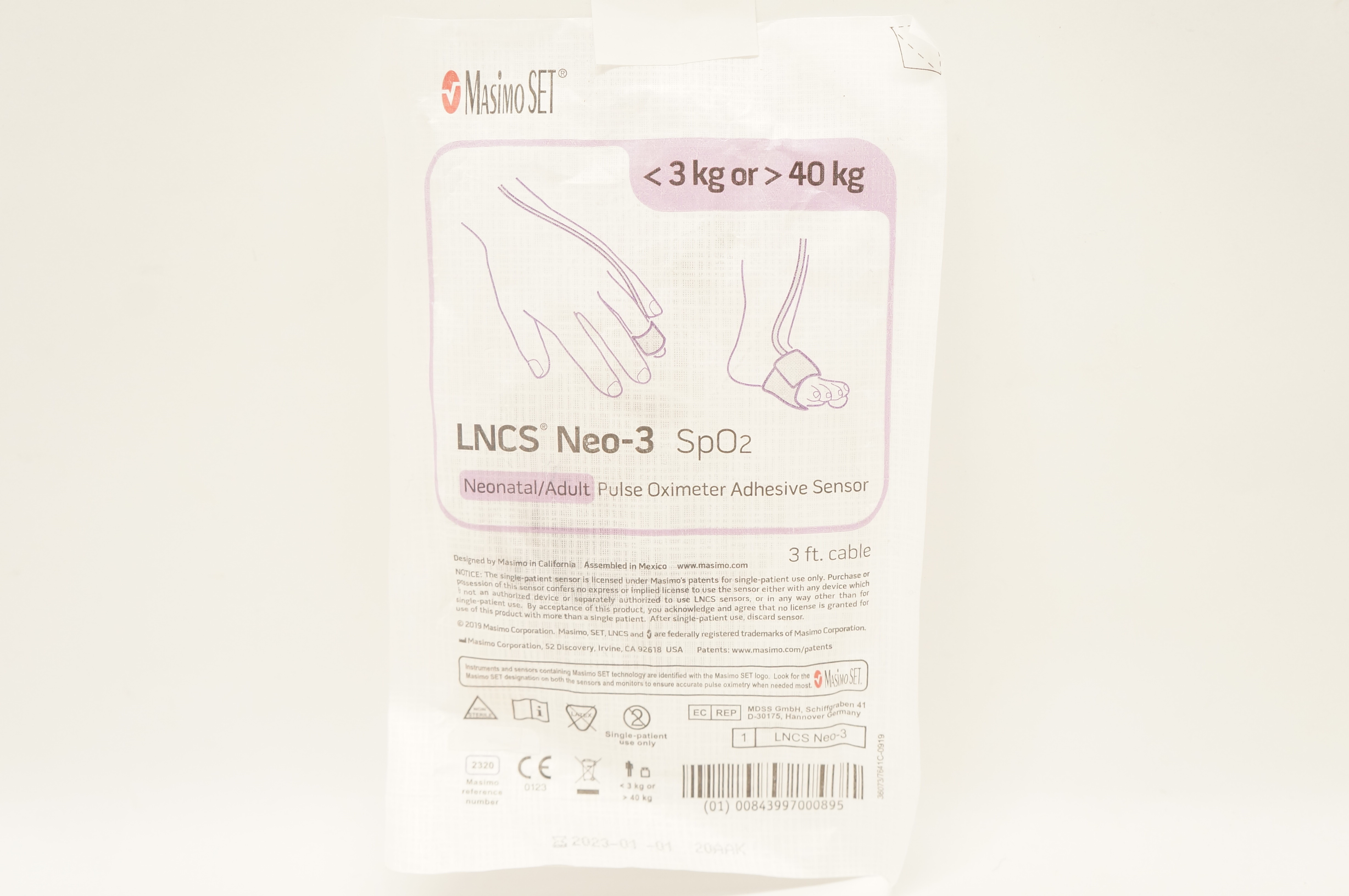 Masimo 2320 LNCS Neo-3 SpO₂ Neonatal/Adult Pulse Oximeter Adhesive Sensor