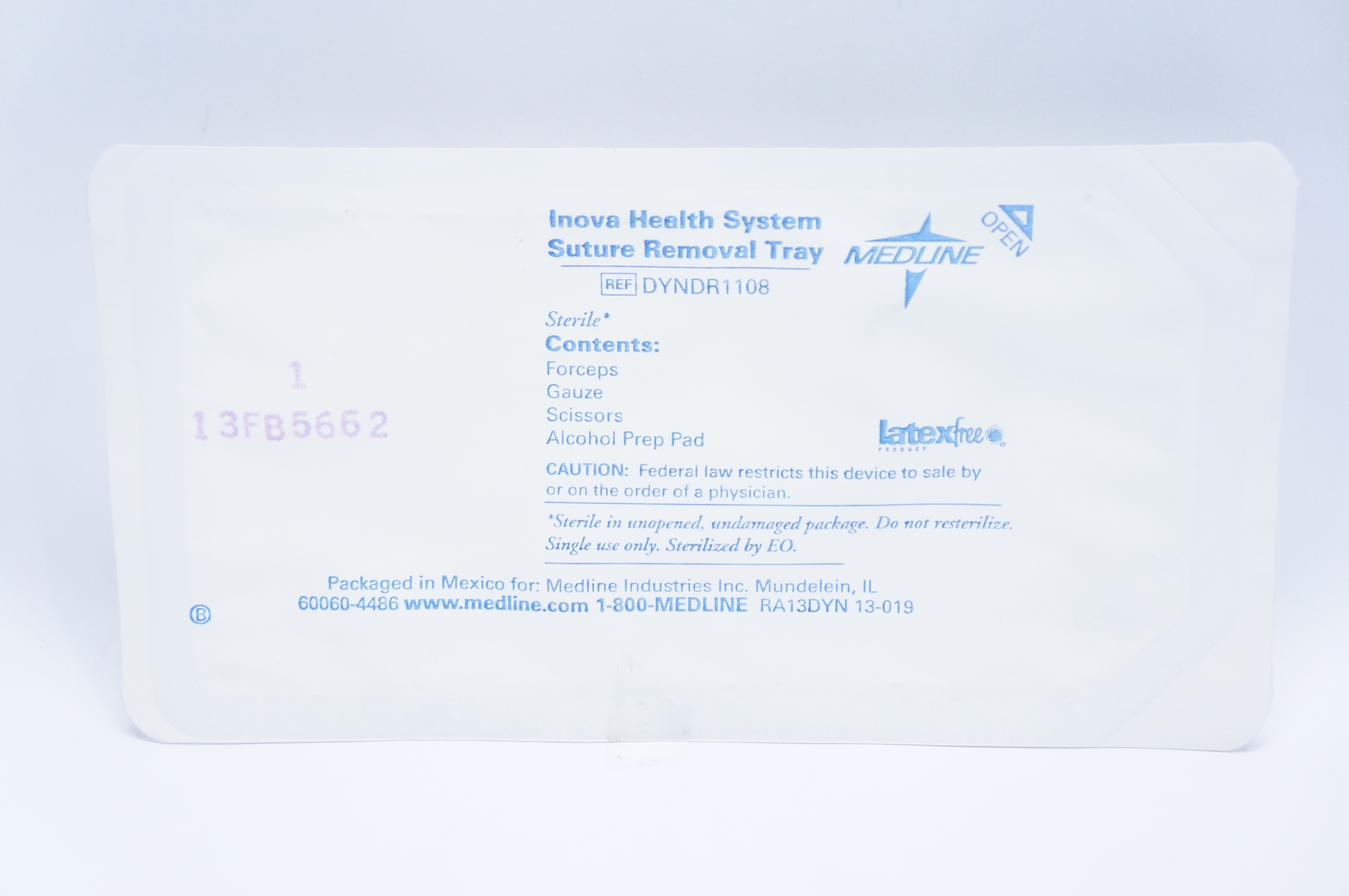 Medline DYNDR1108 Inova Health System Stre Removal Tray