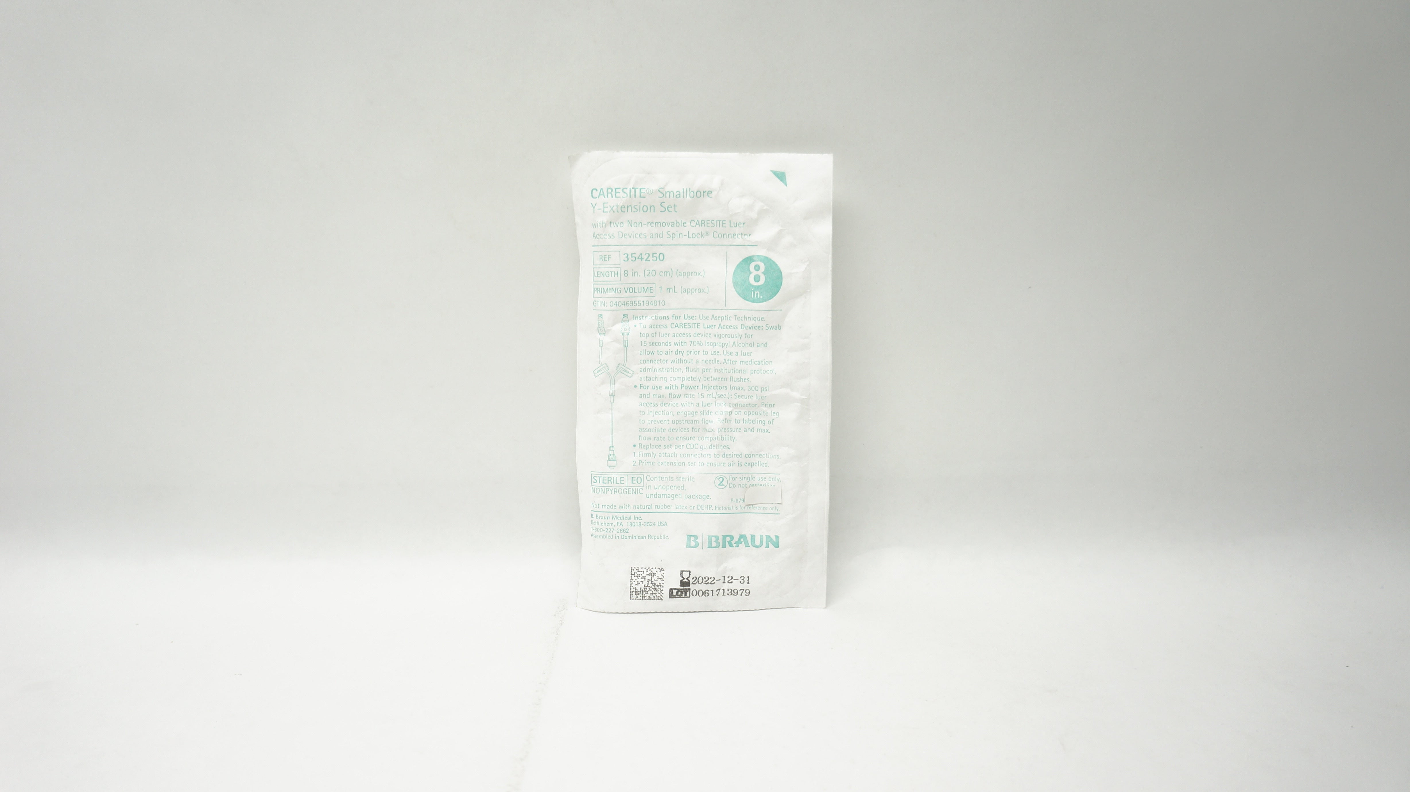 Braun 354250 Caresite Smallbore Y-Extension Set 8inch x 1mL (Approx.)