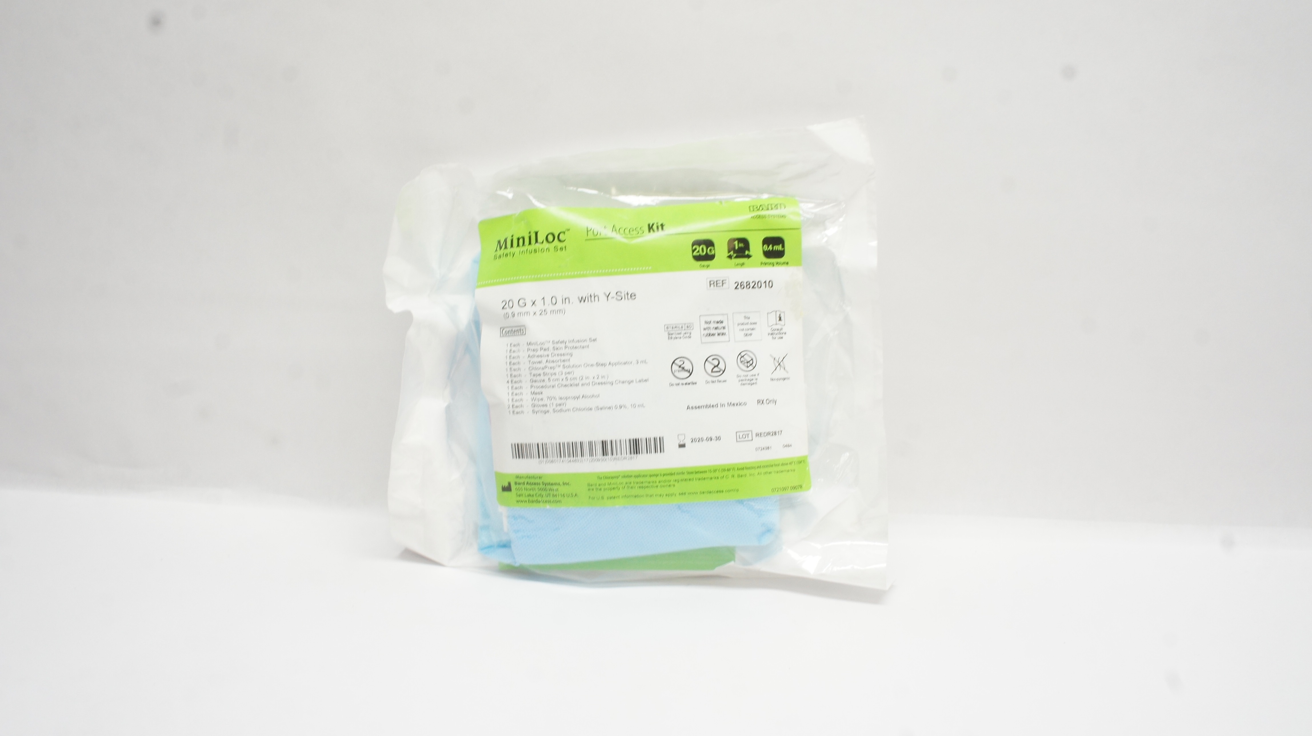 Bard 2682010 MiniLoc Safety Infusion Set Port Access Kit W/ Y-Site 20Gx1.0in (x)