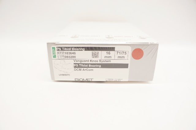 Biomet 183646 Vanguard PS Tibial Bearing 16mm x 71/75mm (x)