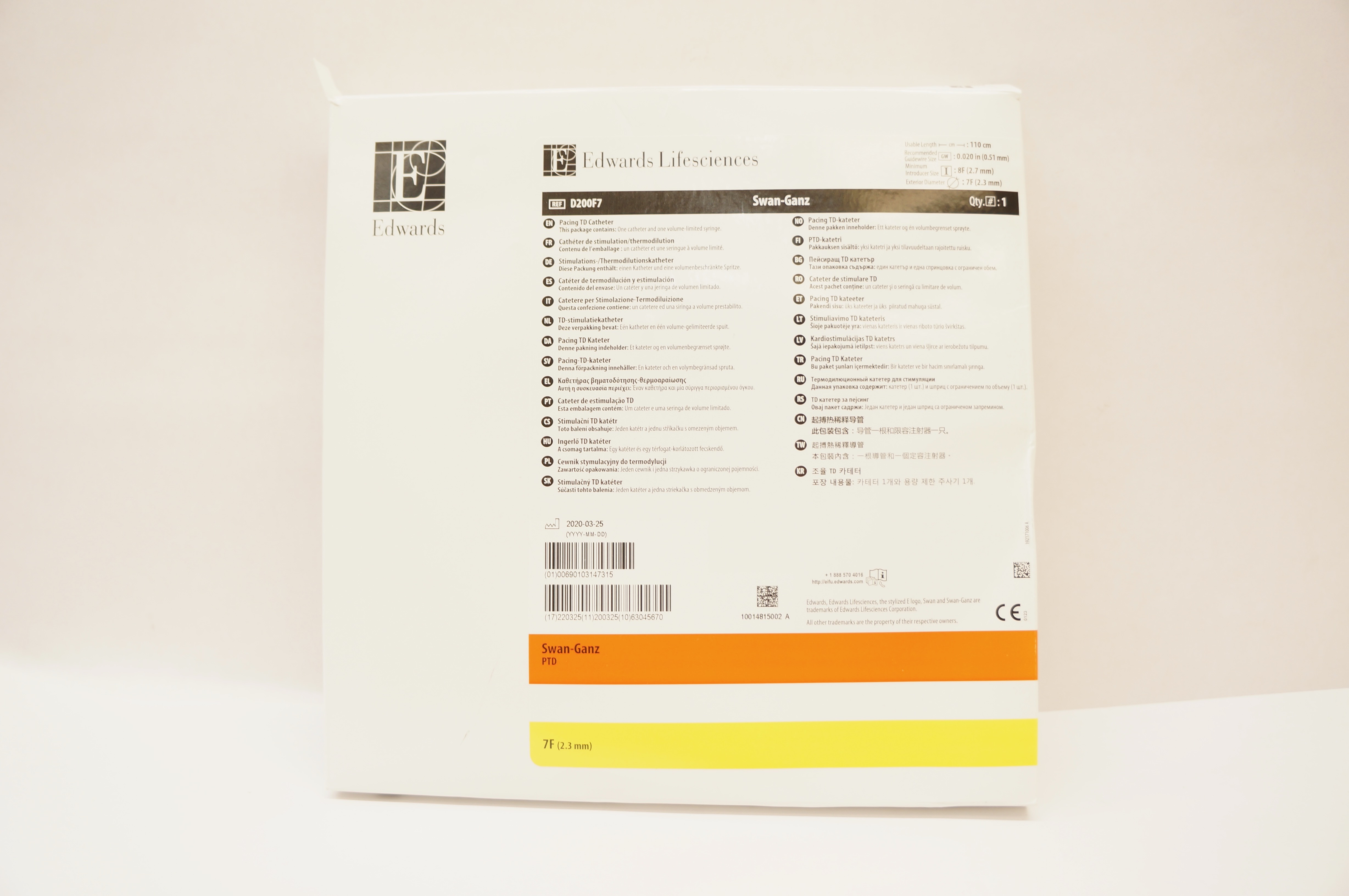 Edwards Lifesciences D200F7 Swan-Ganz Pacing TD Cath. 7 Fr x 110 cm (x)