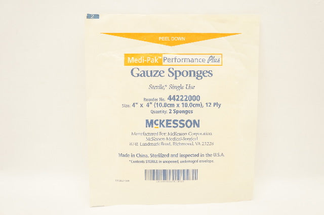 McKesson 44222000 Medi-Pak Performance Gauze Sponges 4inx4in, 12Ply (x)-Pack of2