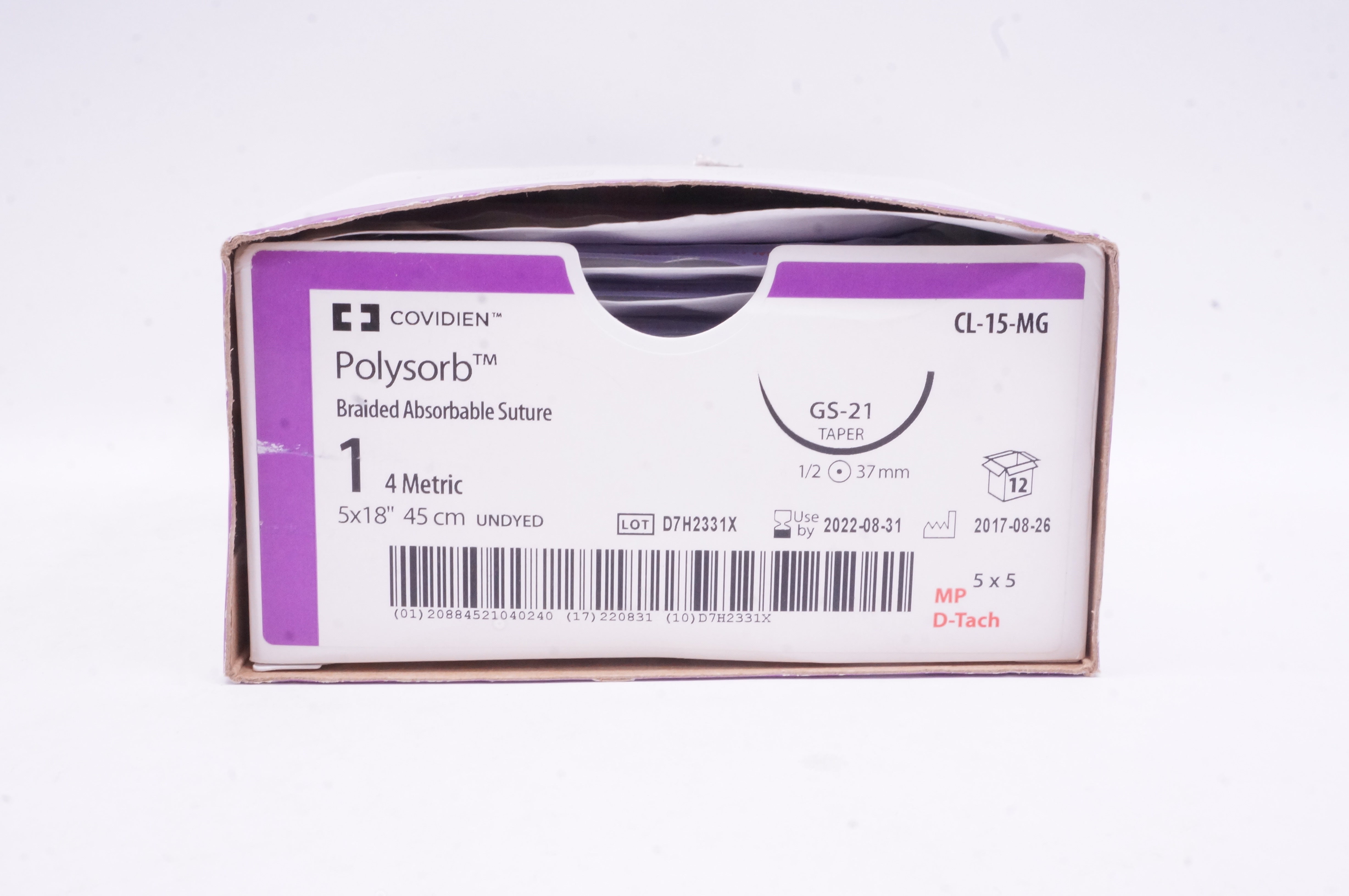 Covidien CL-15-MG 1 Polysorb Stre GS-21 Taper 1/2 37mm 5 x 18 inch - Case of 12