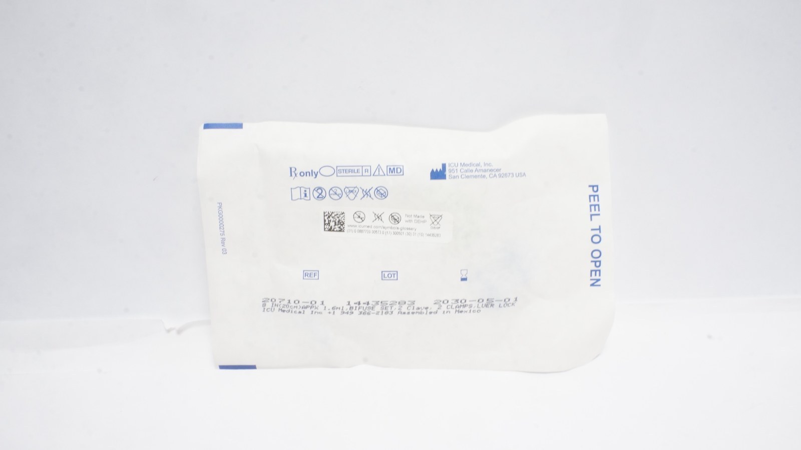 ICU Medical 20710-01 Bifuse Set 8 IN (20 cm) 2 Clave 2 Clamps