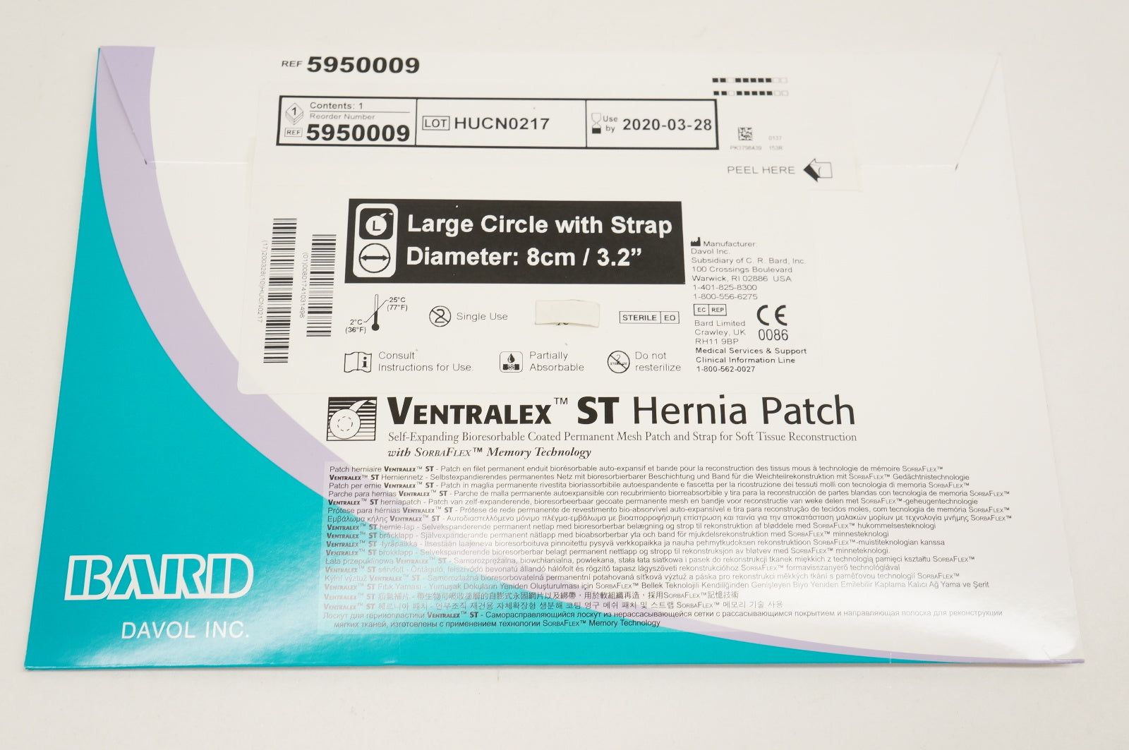 Bard 5950009 Ventralex ST Hernia Patch, Diameter 3.2inch (x)