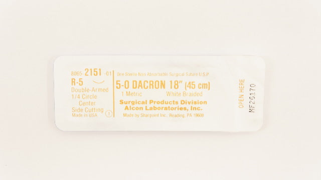 Alcon 8065-215101 5-0 Dacron Surgical Stre R-5 1/4c Side Cutting 18 inch