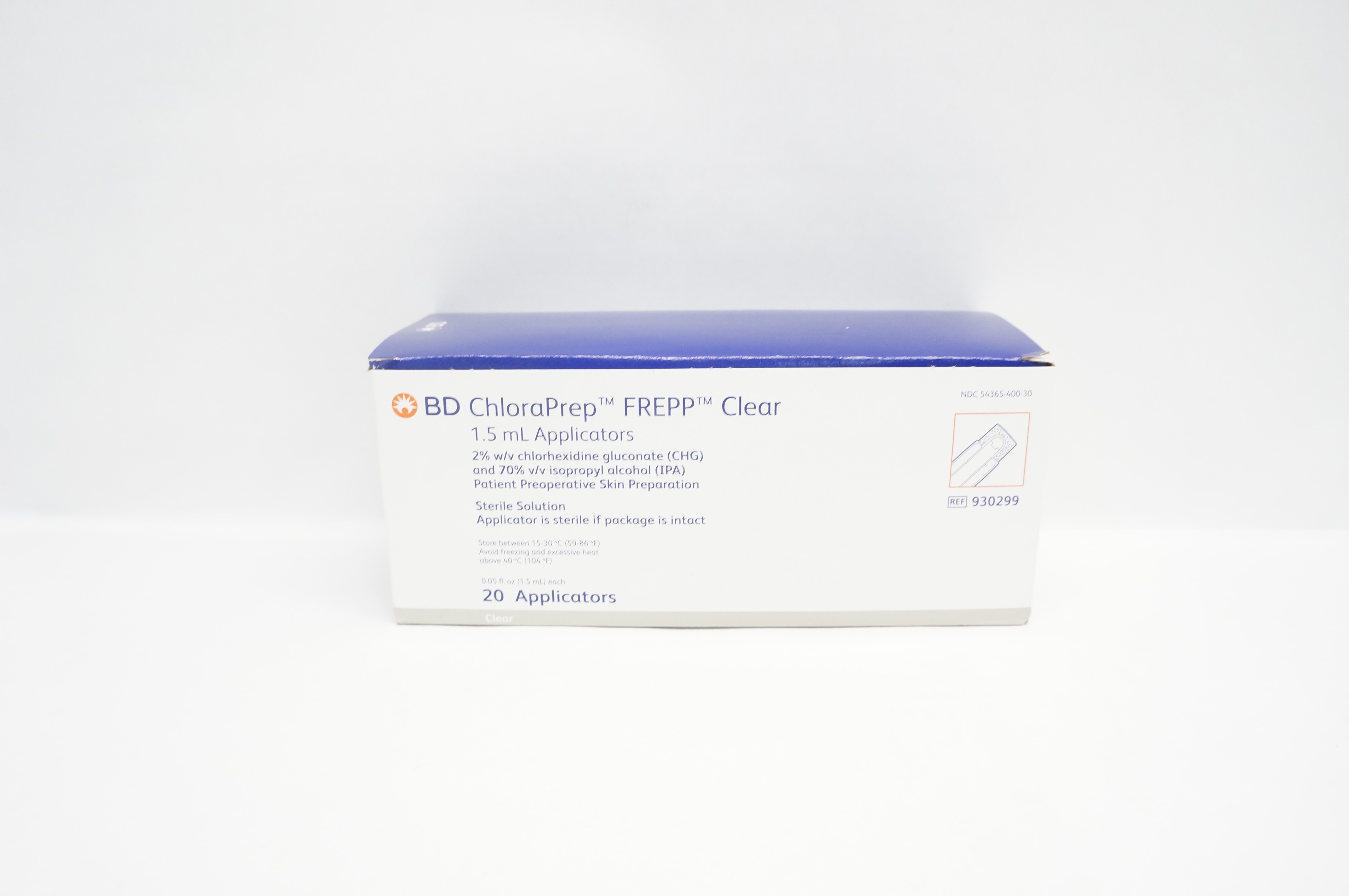 BD 930299 ChloraPrep FREPP Clear 1.5 mL Applicators - Box of 20