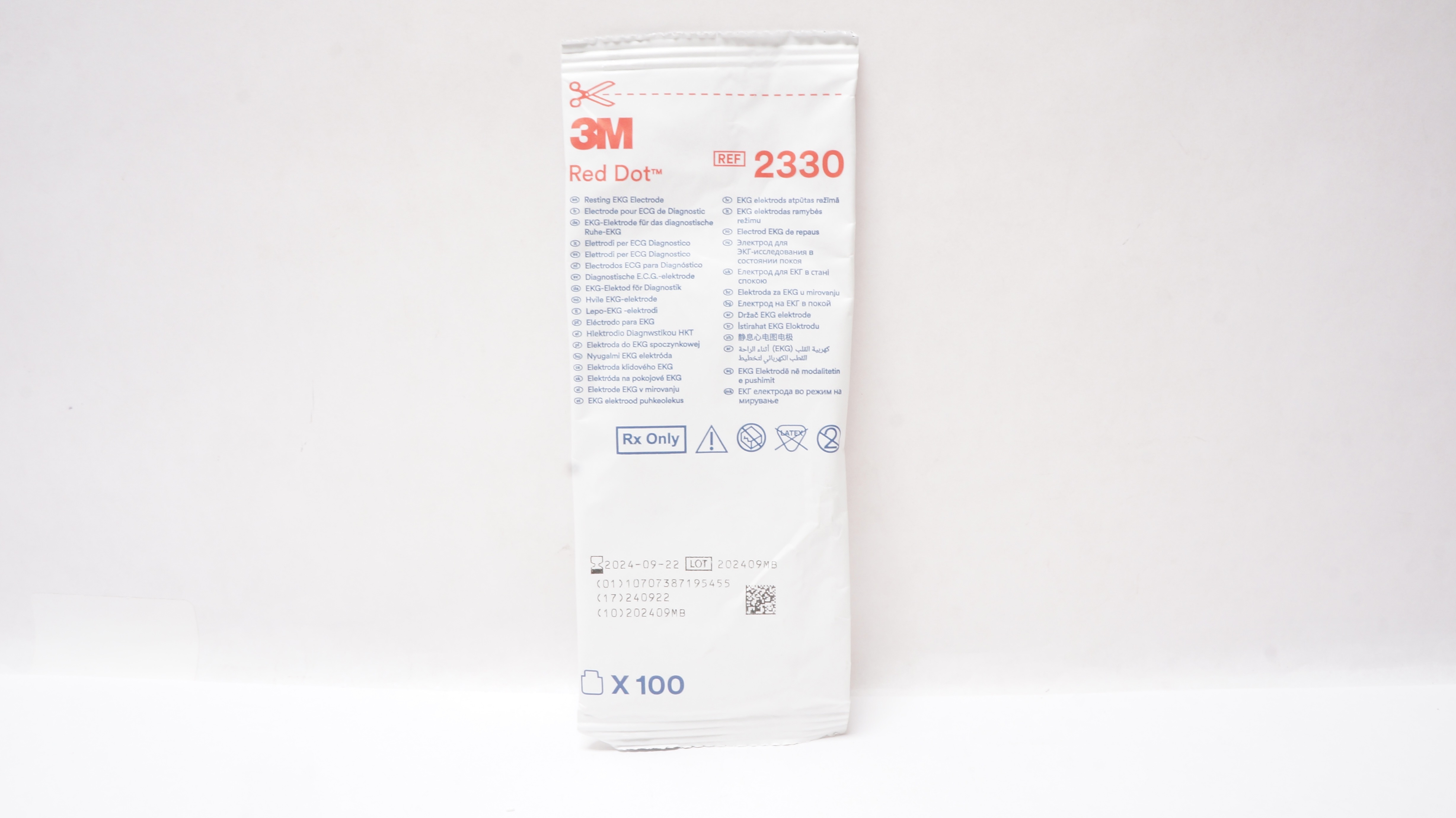 3M 2330 Red Dot Resting EKG Electrode - Pack of 100