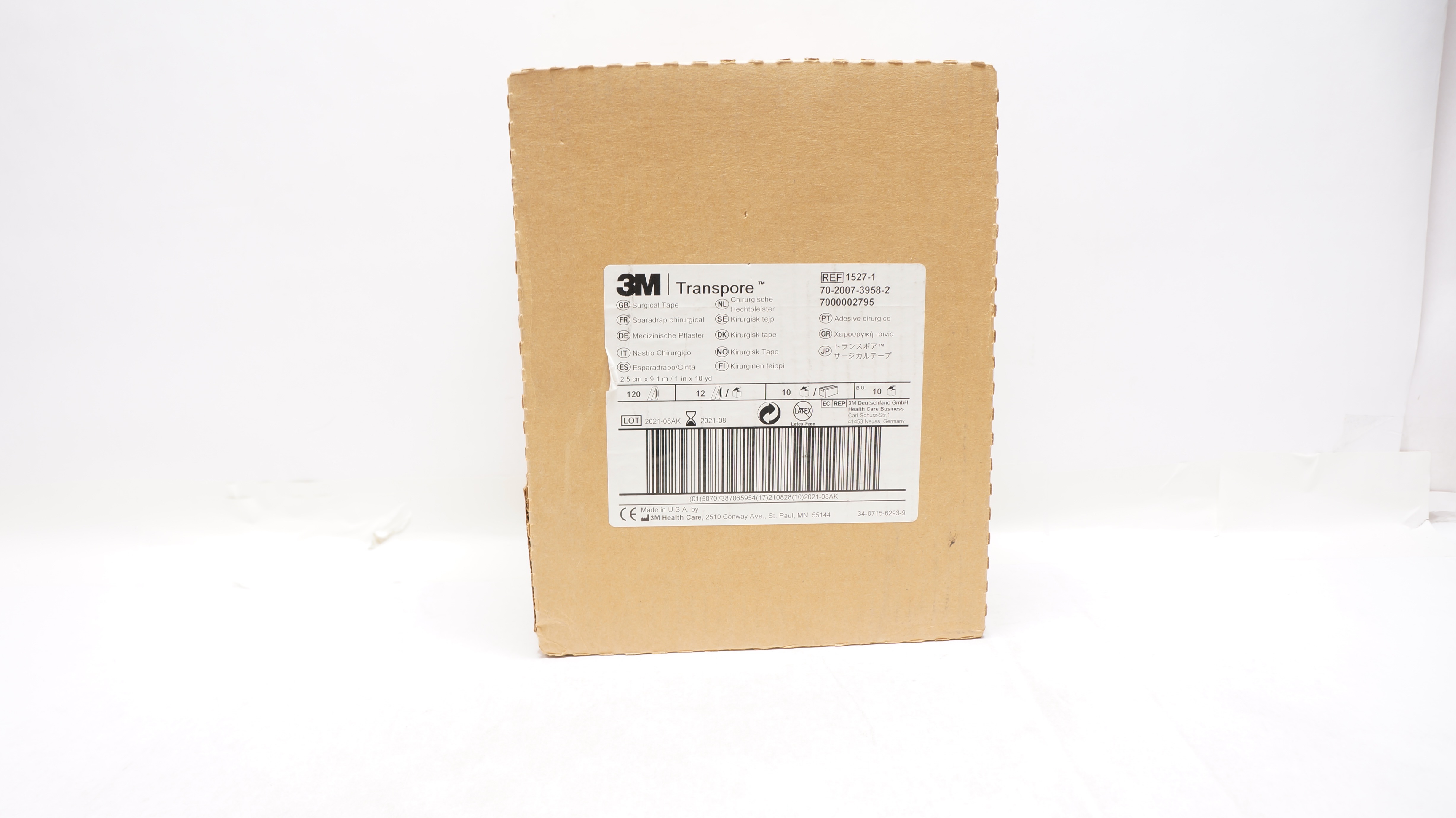 3M 1527-1 Transpore Surgical Tape 1inch x 10yd (x) - Box of 120