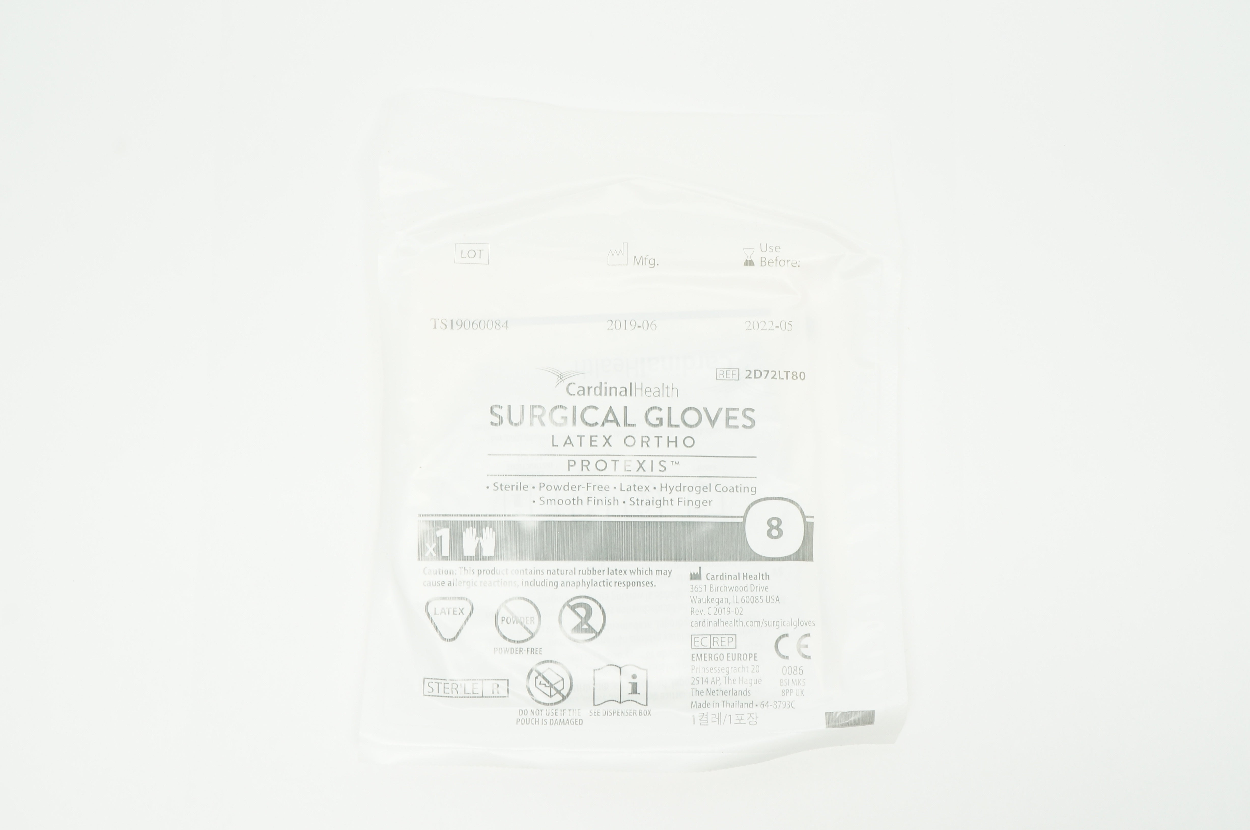 Cardinal Health 2D72LT80  Protexis Surgical Gloves Latex Ortho, Size 8