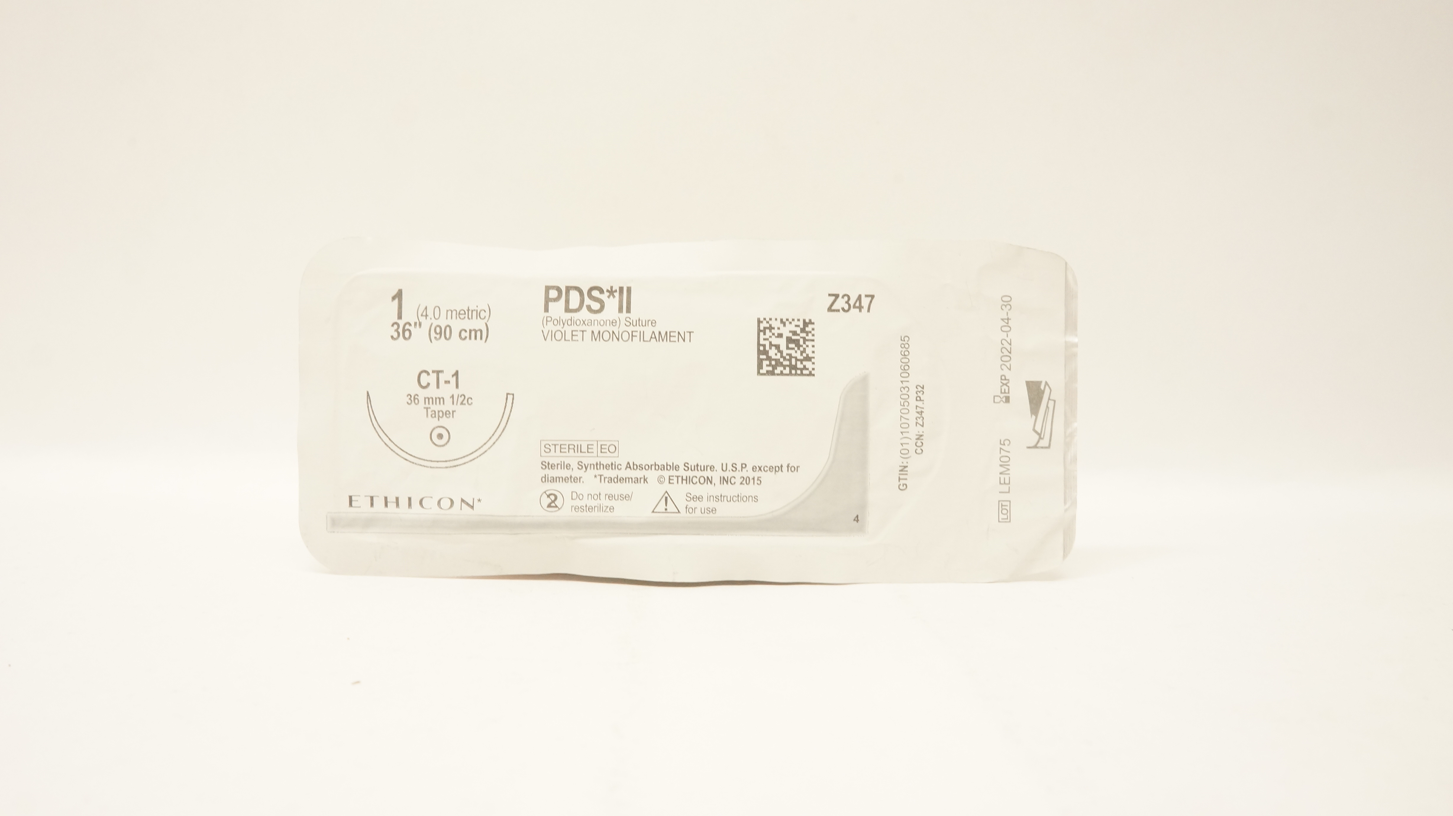 Ethicon Z347 1 PDS II, CT-1, 36mm 1/2c Taper, 36inch