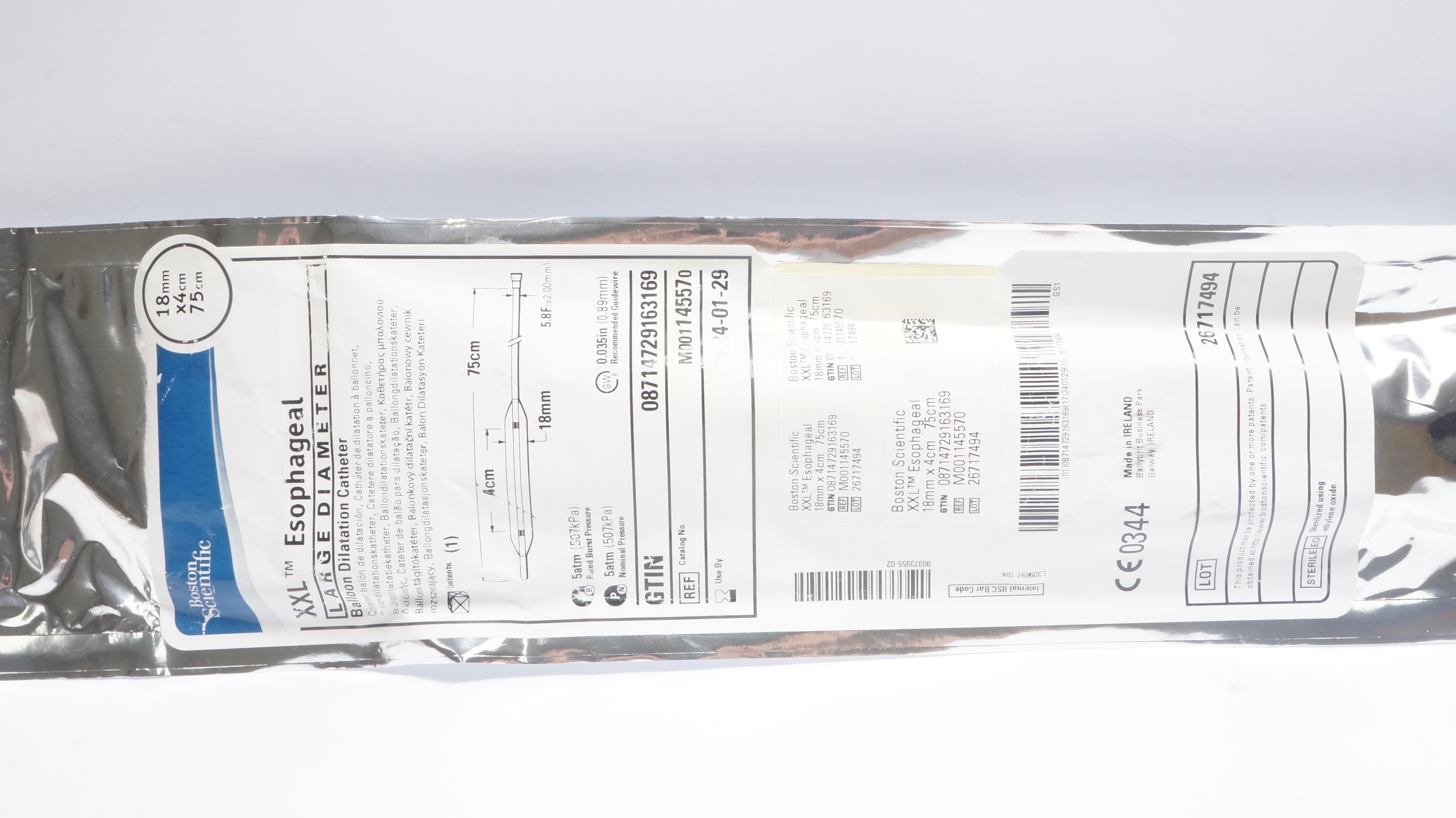 Boston Scientific M001145570 XXL Esophageal Dilatation Cath. 18mm x 4 x 75cm(x)