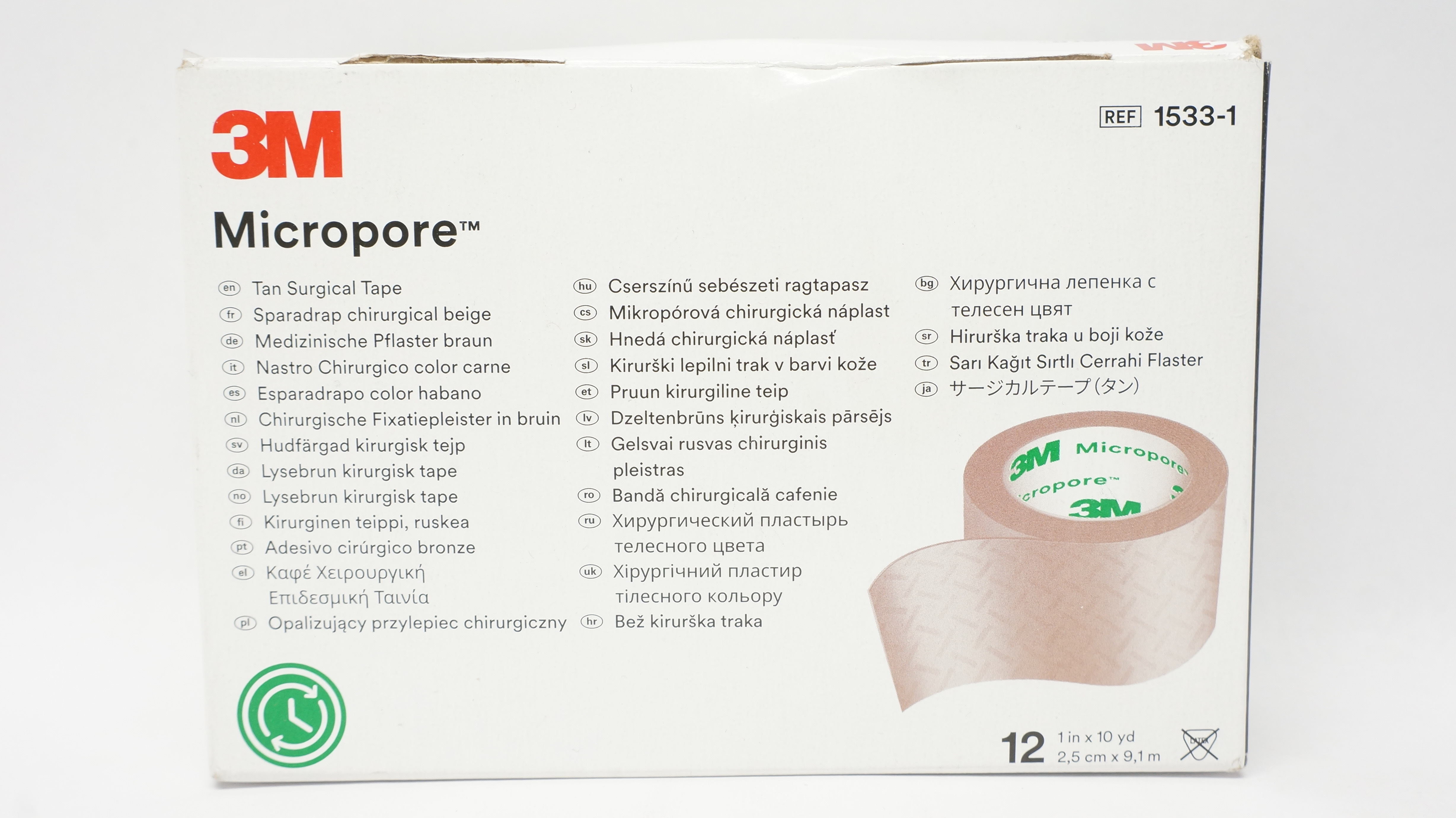 3M 1538-1 Durapore Surgical Tape 1inch x 10yd. - Box of 12