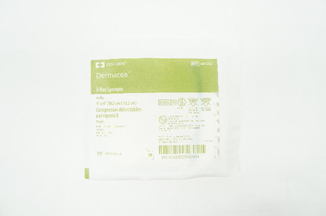 Covidien 441002 Dermacea X-Ray Sponges 4inch x 4inch, 16 Ply - Pack of 10