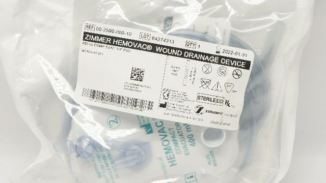 Zimmer 00-2590-000-10 Hemovac Wound Drainage Device 400ml x 1/4inch (x)