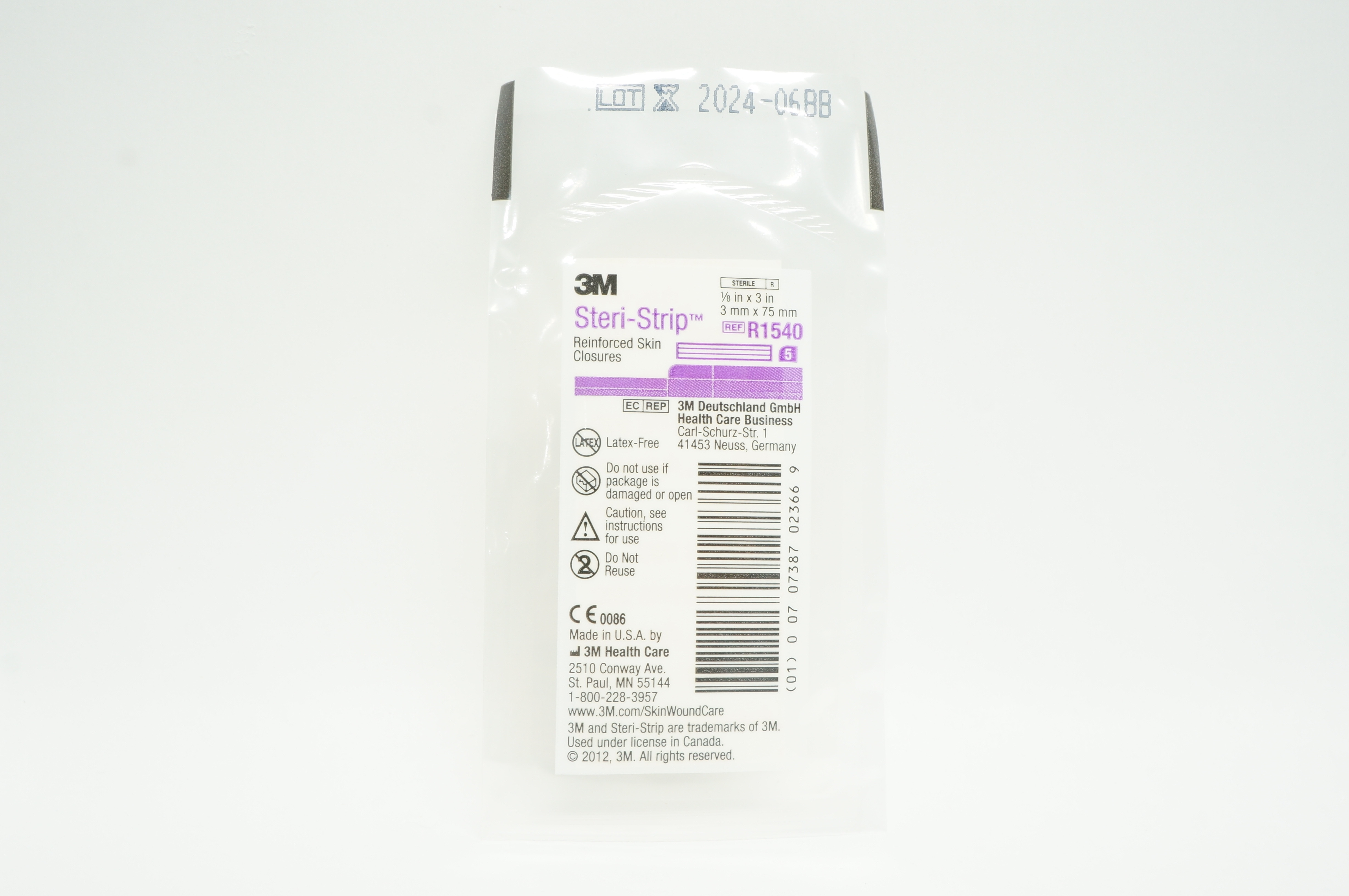 3M R1540 Steri-Strip Reinforced Skin Closures 1/8inch x 3inch - Packet of 5