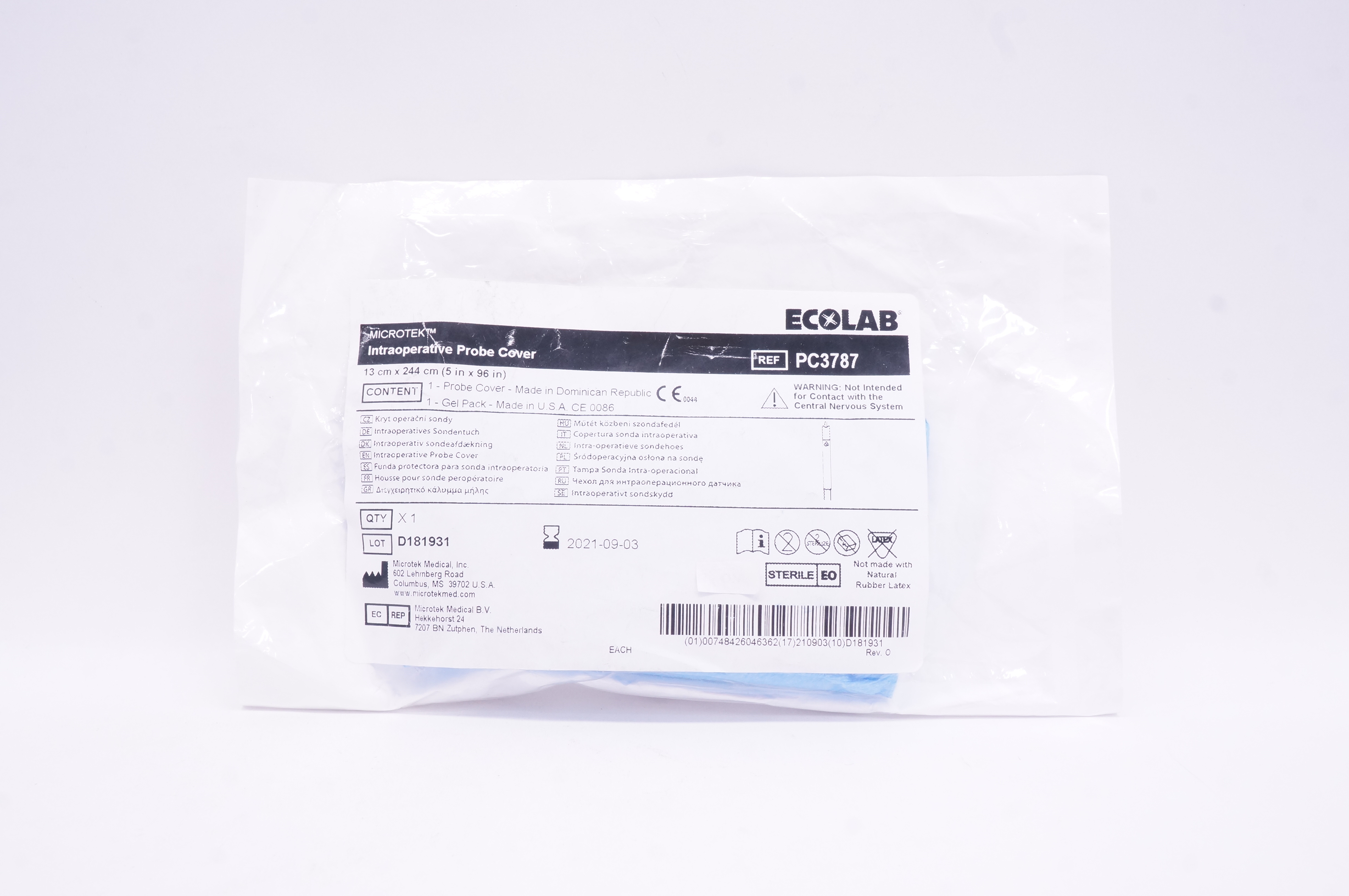 Microtek PC3787 Ecolab Intraoperative Probe Cover 5 inch x 96 inch (x)