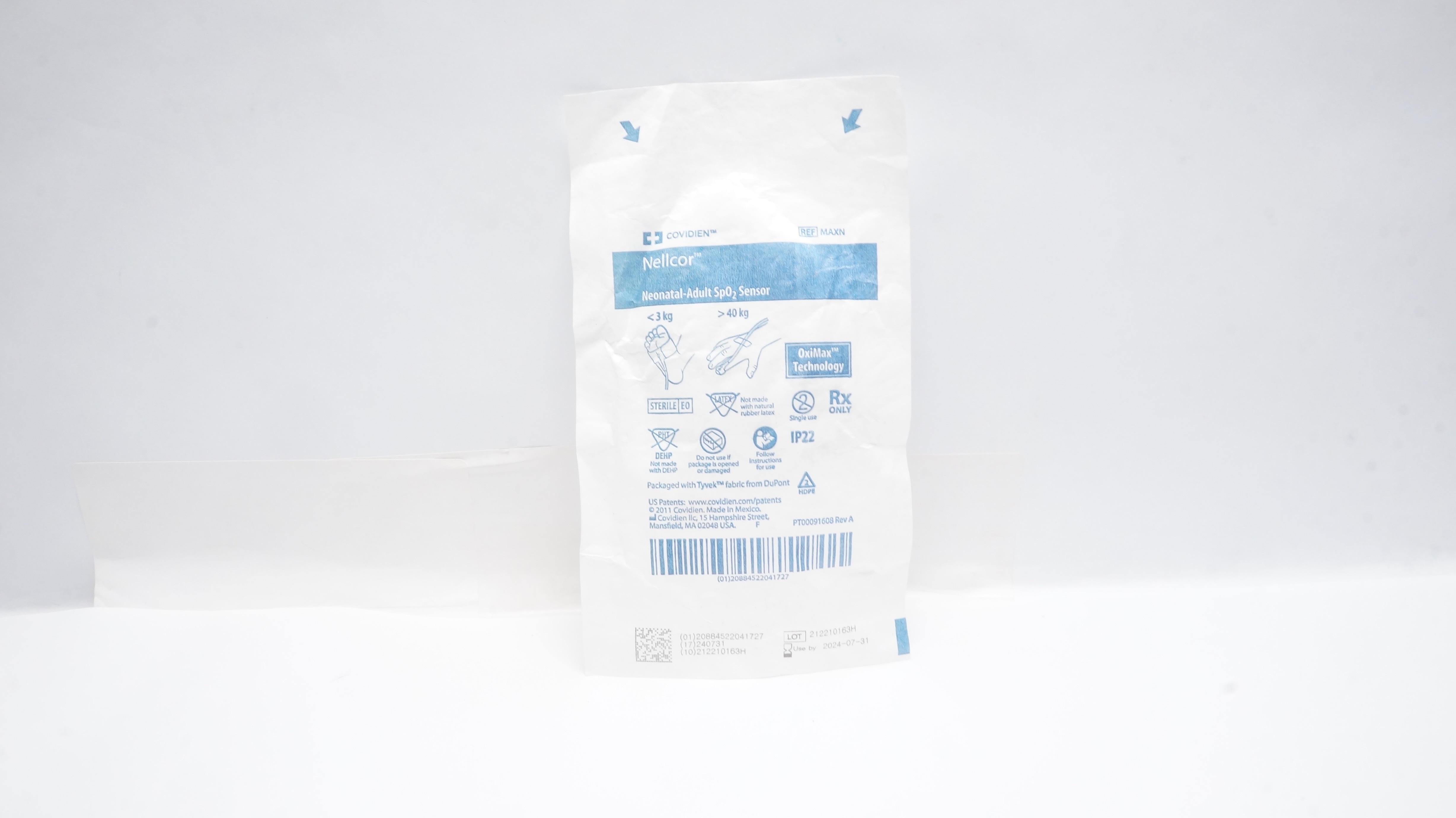 Covidien MAXN Nellcor Neonatal-Adult SpO2 Sensor OxiMax < 3 kg >40 kg (x)