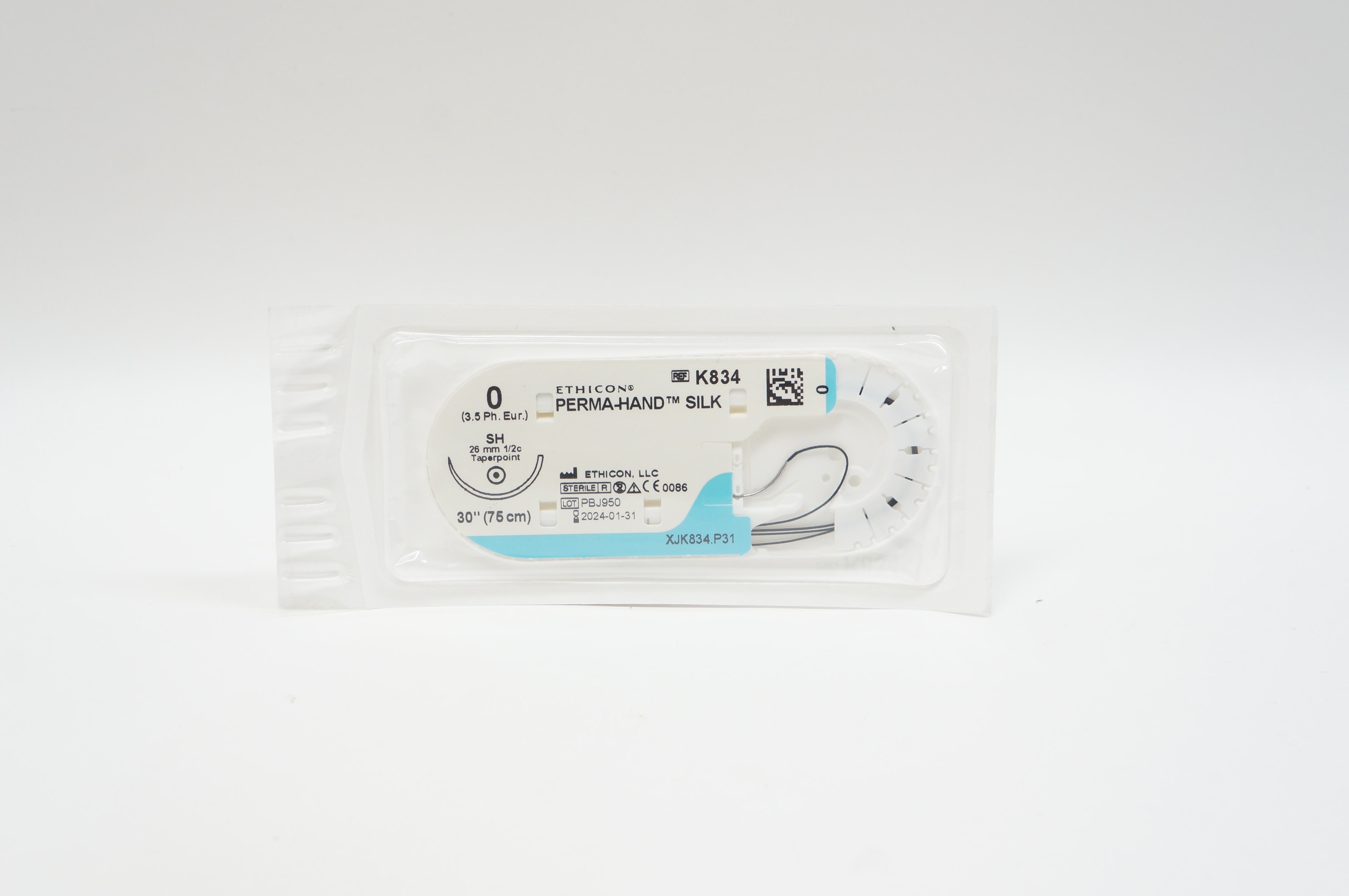 Ethicon K834 0 PERMA-HAND SILK Stre SH 26mm 1/2c Taperpoint, 30inch