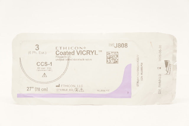 Ethicon J808 3 VICRYL, CCS-1, 60mm 1/2c, 27inch