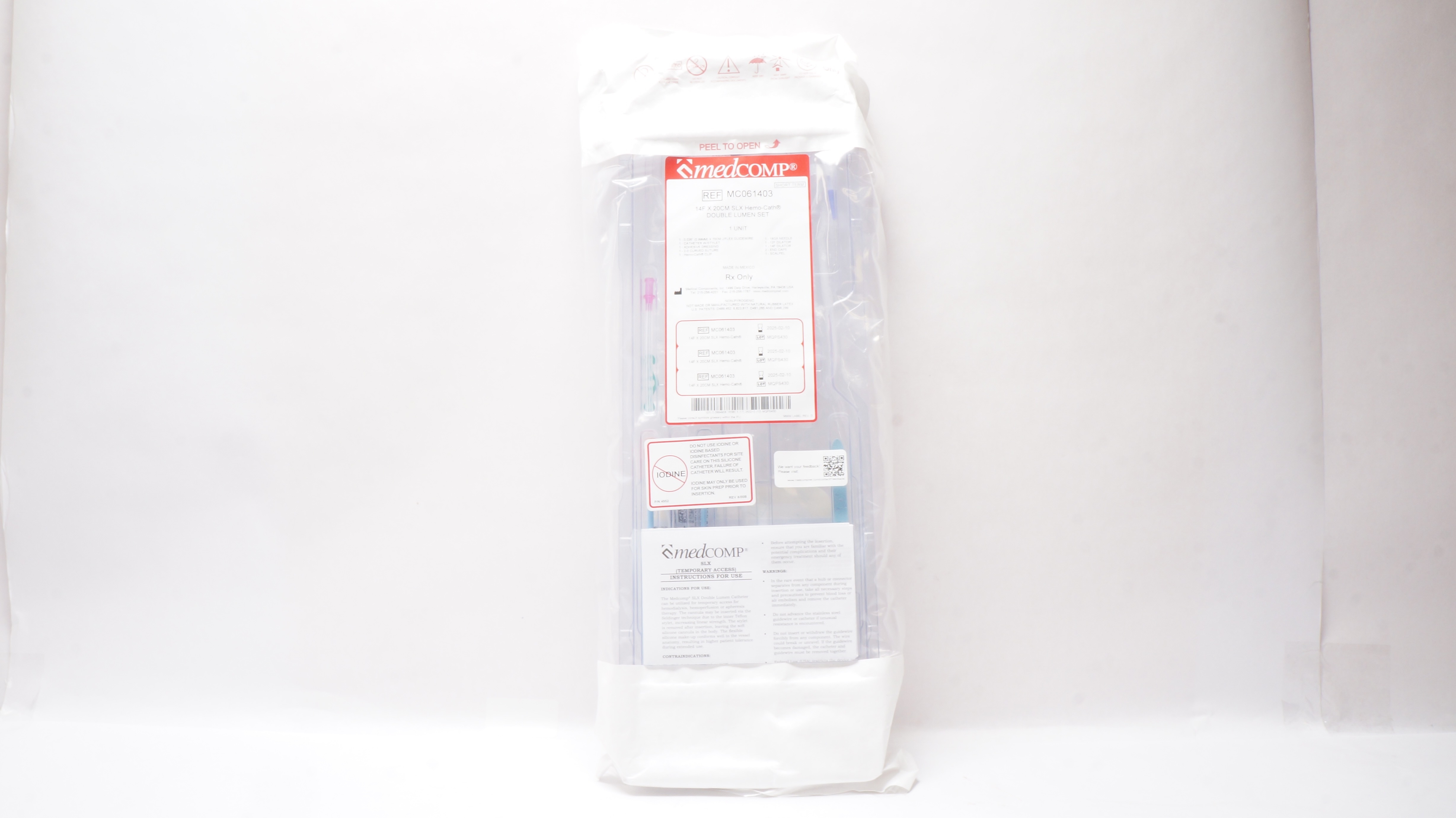 Medcomp MC061403 SLX Hemo-Cath Double Lumen Set 14F x 20cm