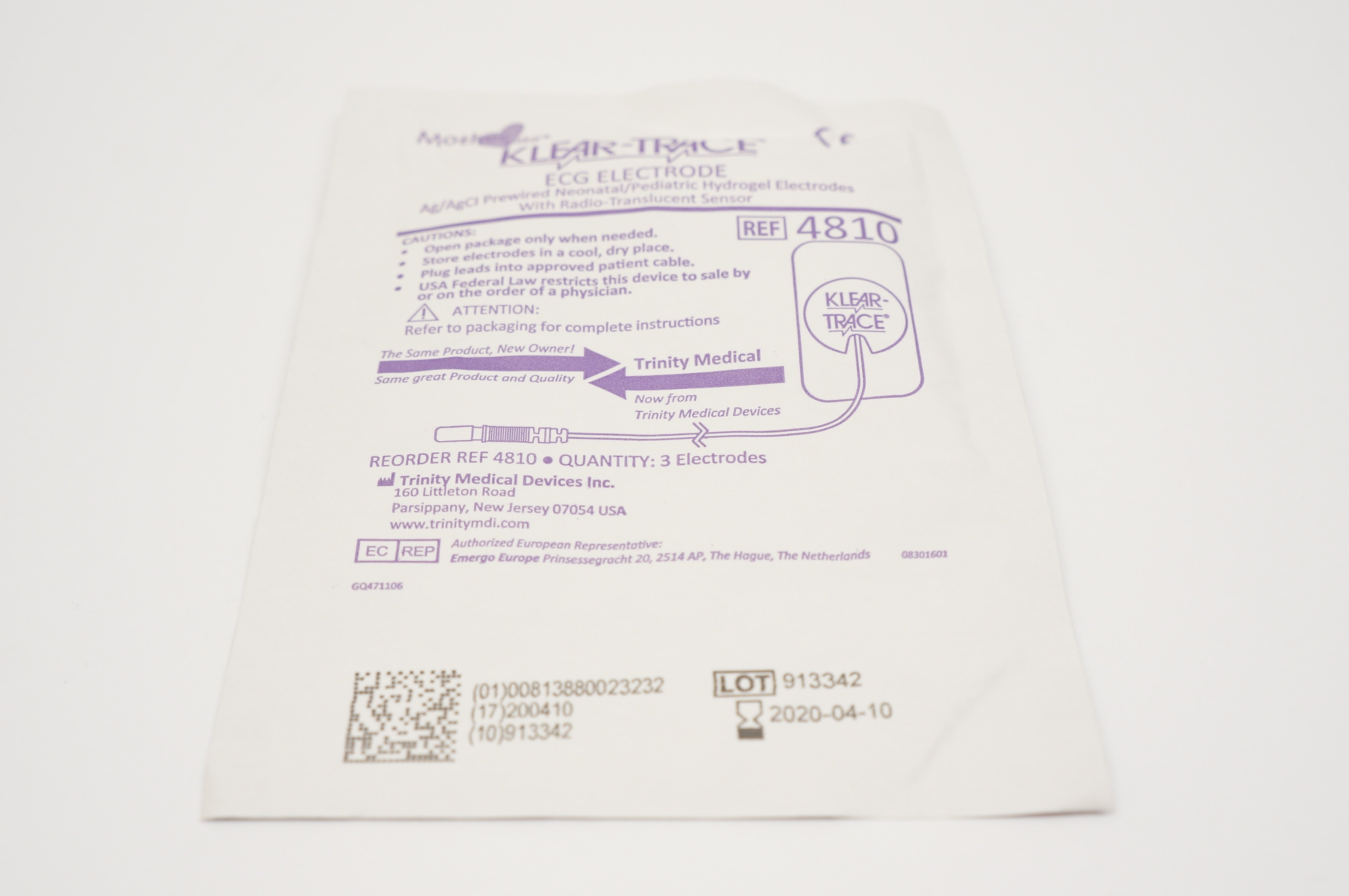 Trinity 4810 Klear-Trace ECG Electrode Ag/AgCI Prewired Neonatal (x)