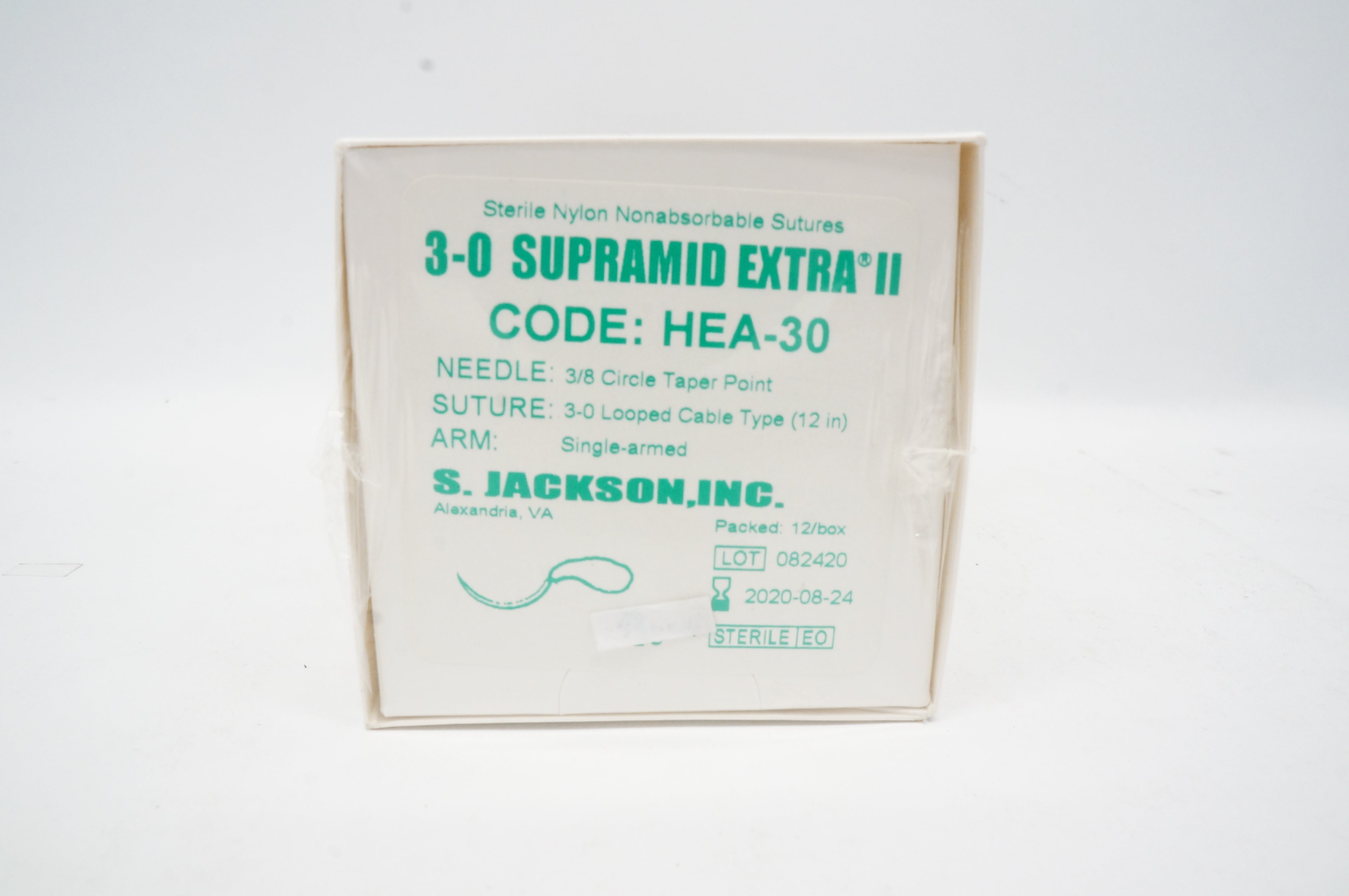 S. Jackson HEA-30 3-0 SUPRAMID EXTRA II Stre 3/8 Circle Taperpoint (x)-Box of 12