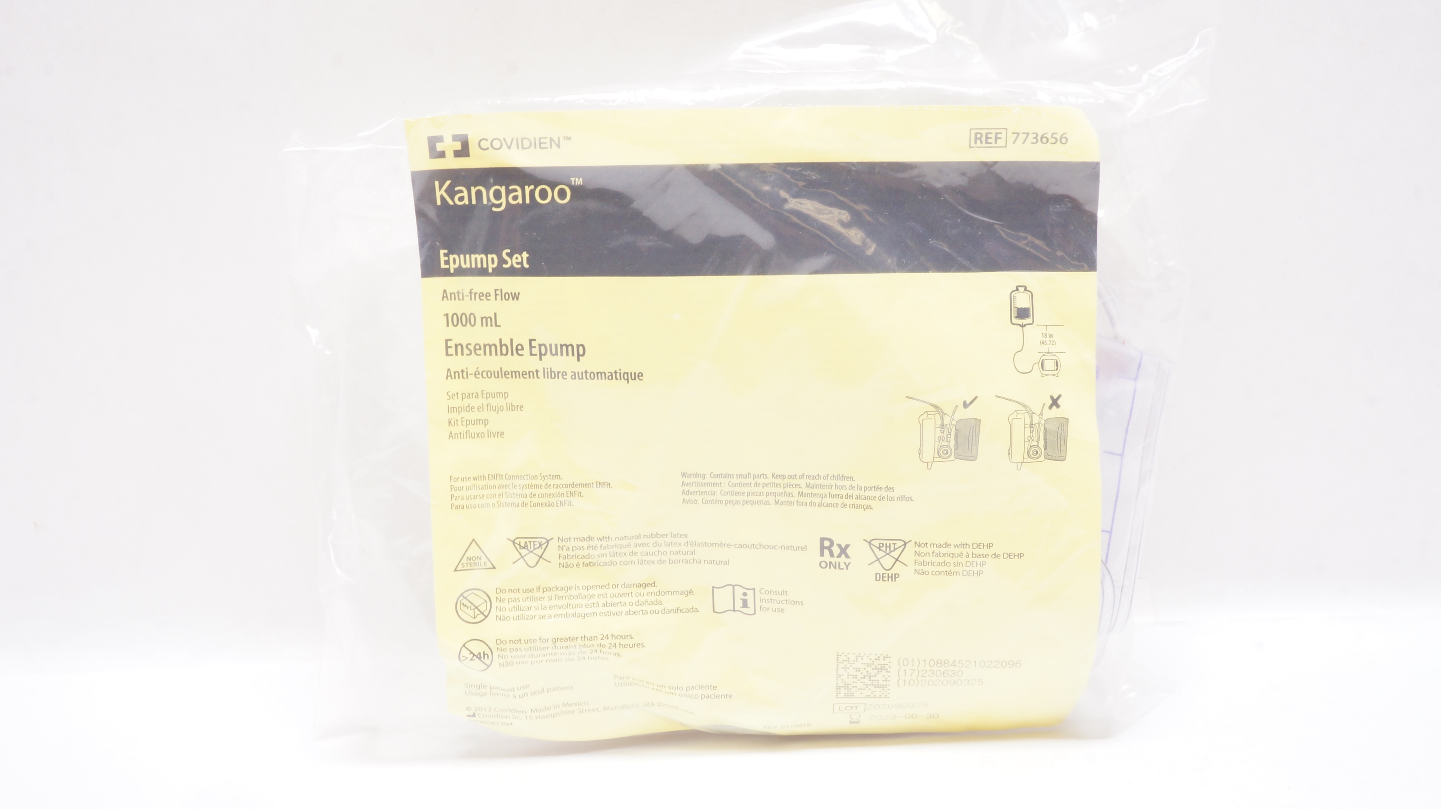 Covidien 773656 Kangaroo Epump Set Anti-free Flow 1000ml (x)