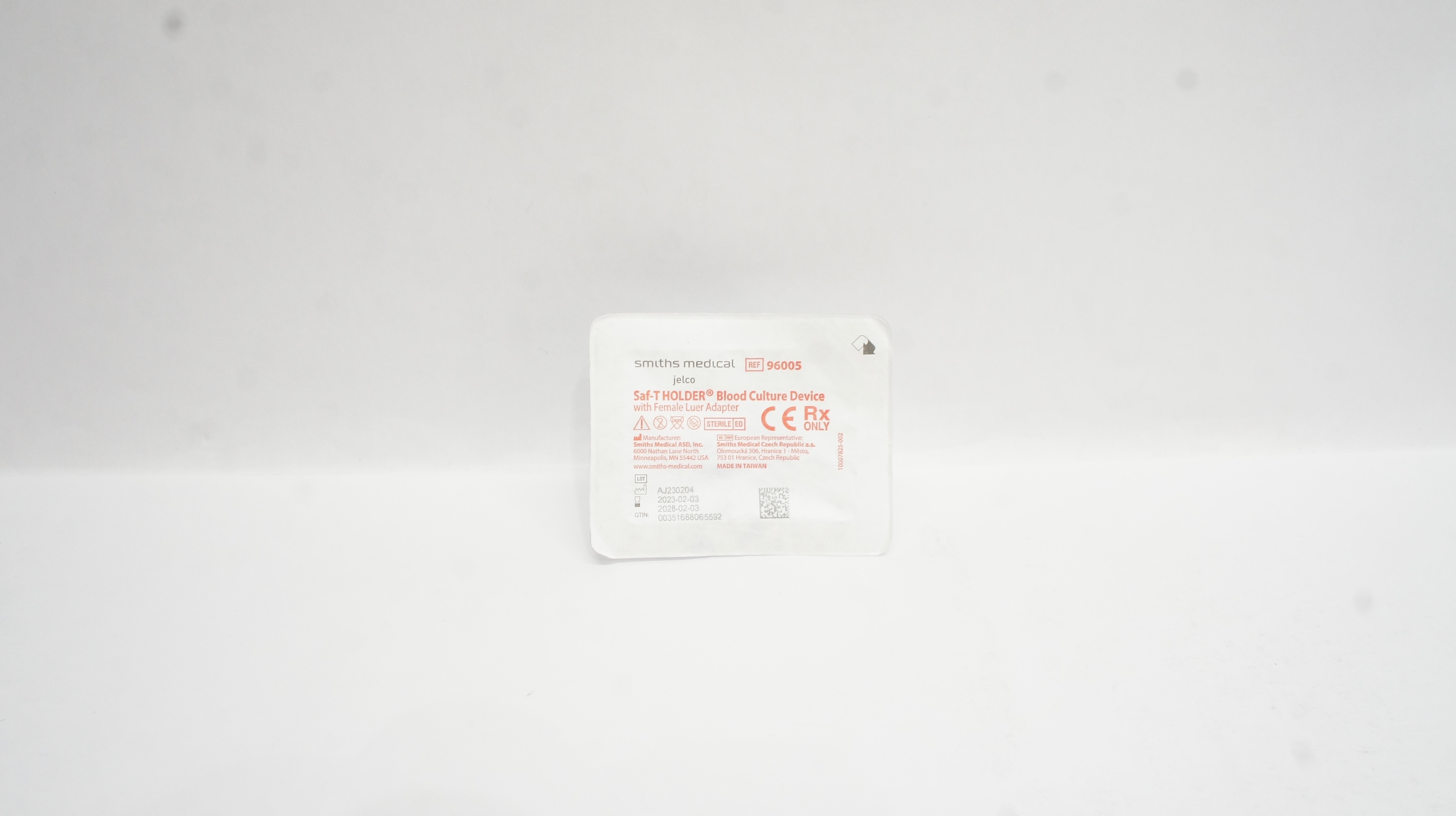 Smiths Medical 96005 Jelco Saf-T Holder Blood Culture Device