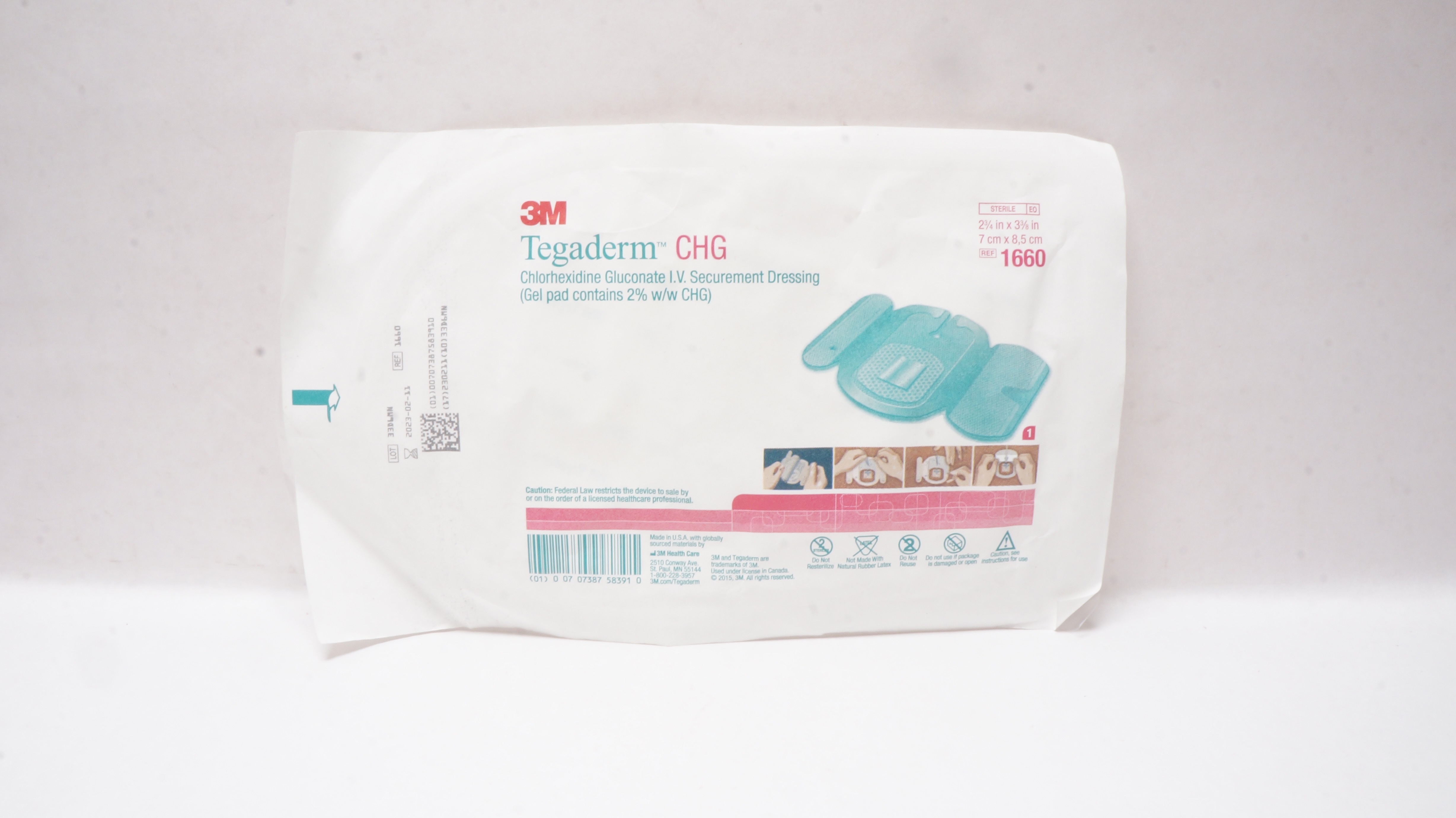 3M 1660 Tegaderm CHG Chlorhexidine Gluconate 2-3/4 x 3-3/8inch (x)