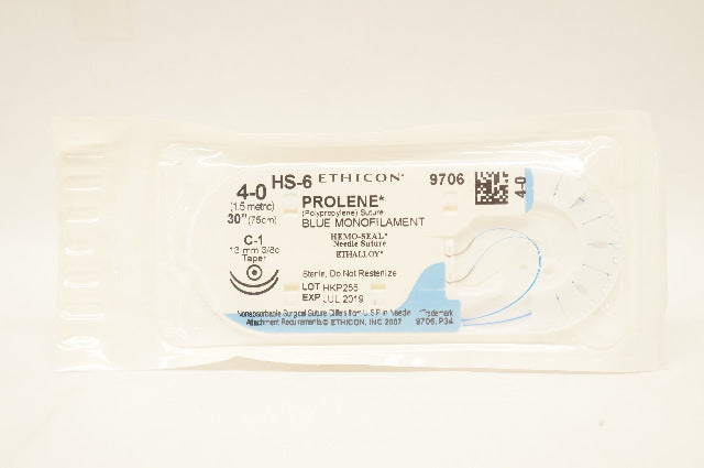 Ethicon 9706 4-0 Prolene Blue Monofilament C-1 13mm 3/8c Taper 30inch (x)