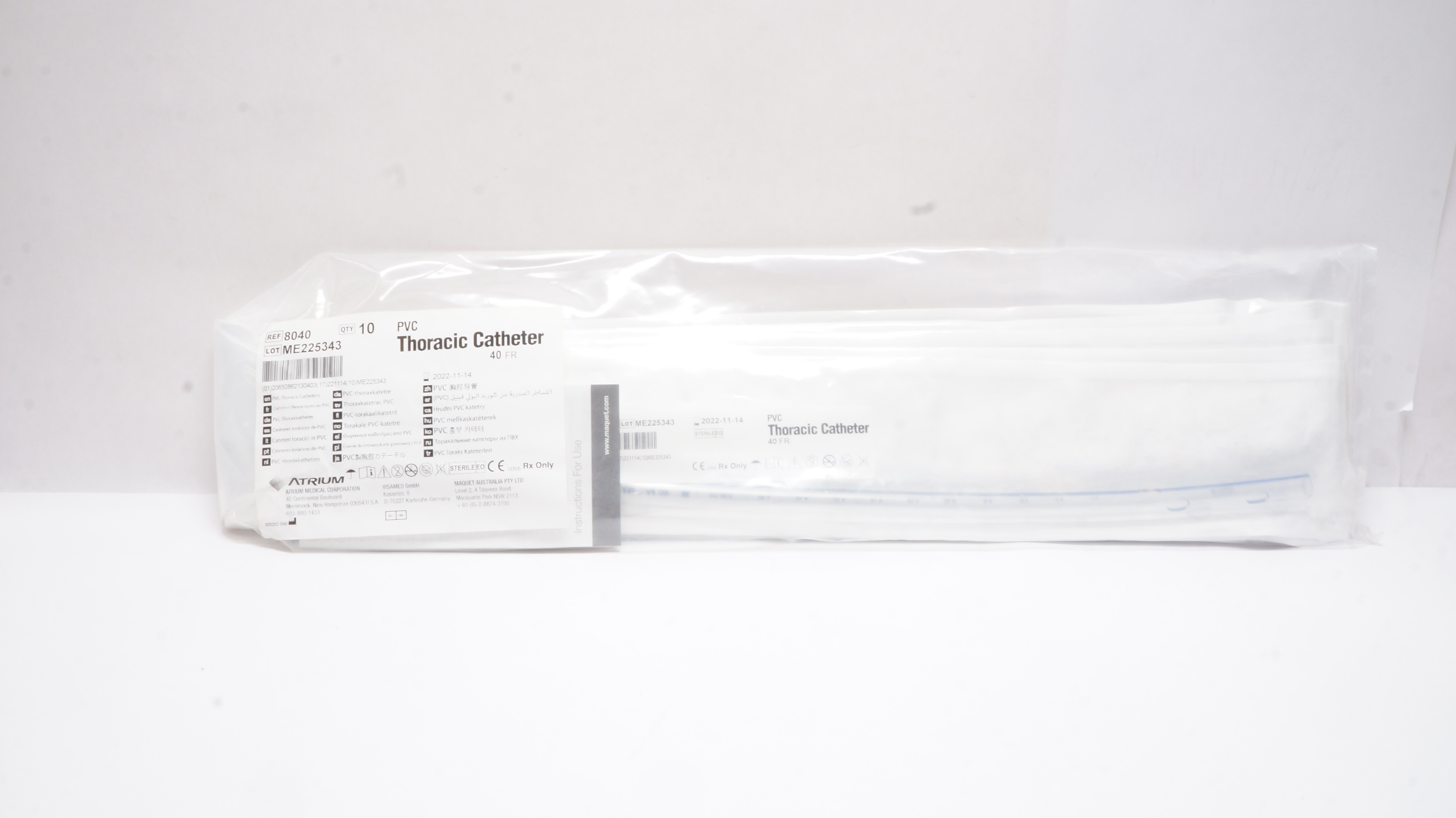 Atrium 8040 PVC Thoracic Cath. 40FR (x) - Box of 10