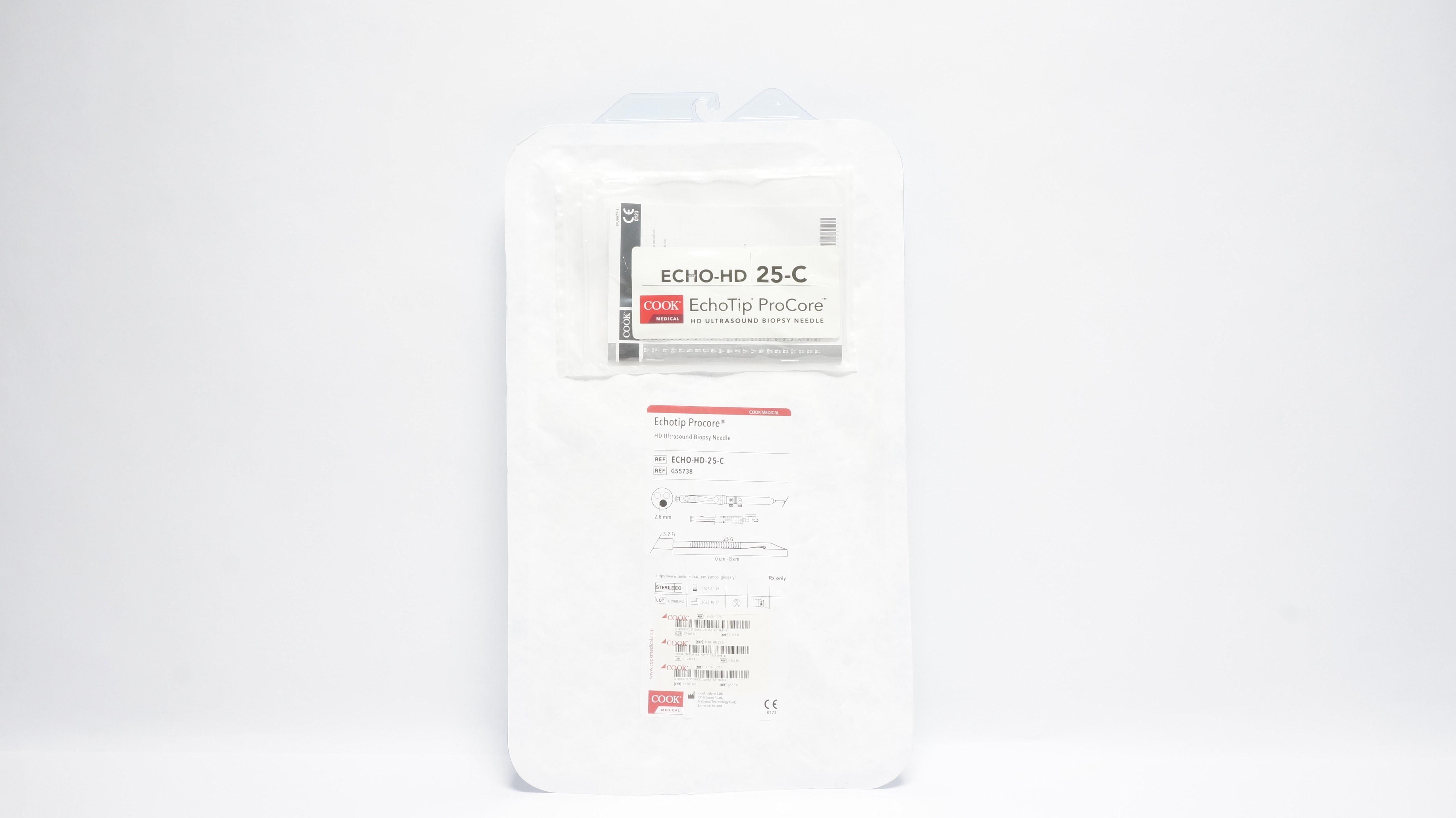 Cook Medical G55738 Echotip Procore HD Ultrasound Biopsy Ndle 2.8mm x 25G (x)