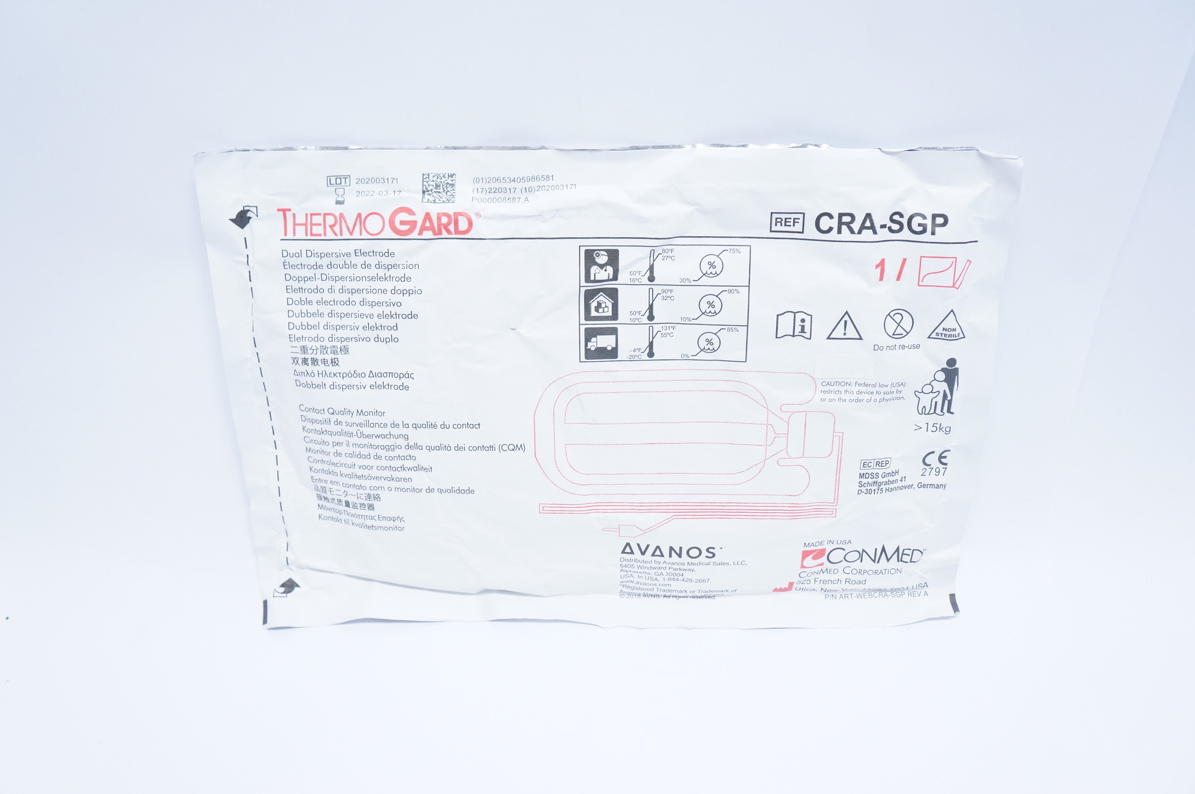 Conmed CRA-SGP ThermoGard Dual Dispersive Electrode Contact Quality Monitor