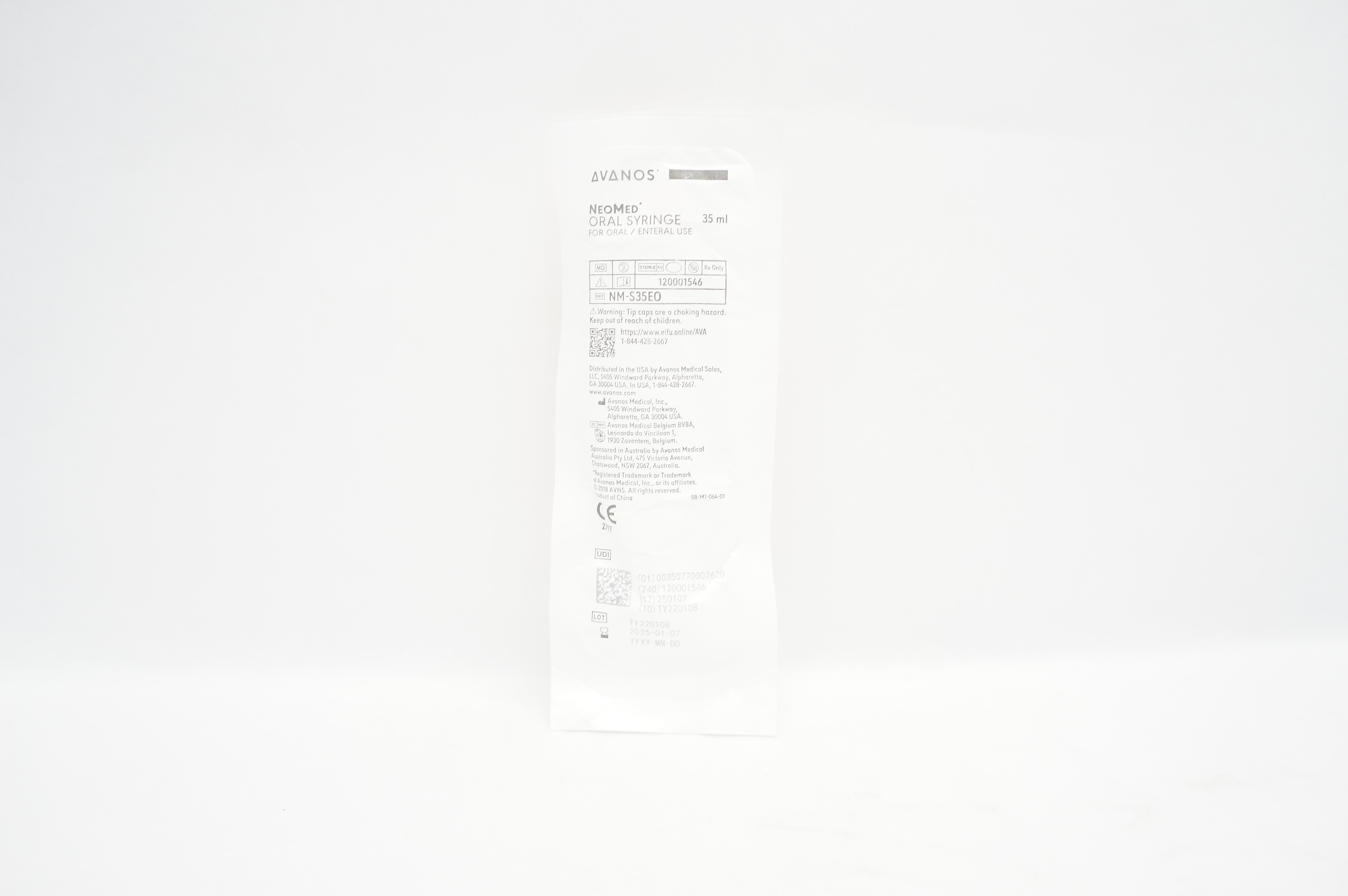 Avanos NM-S35EO NeoMed Oral Syringe for Oral/Enteral Use 35mL