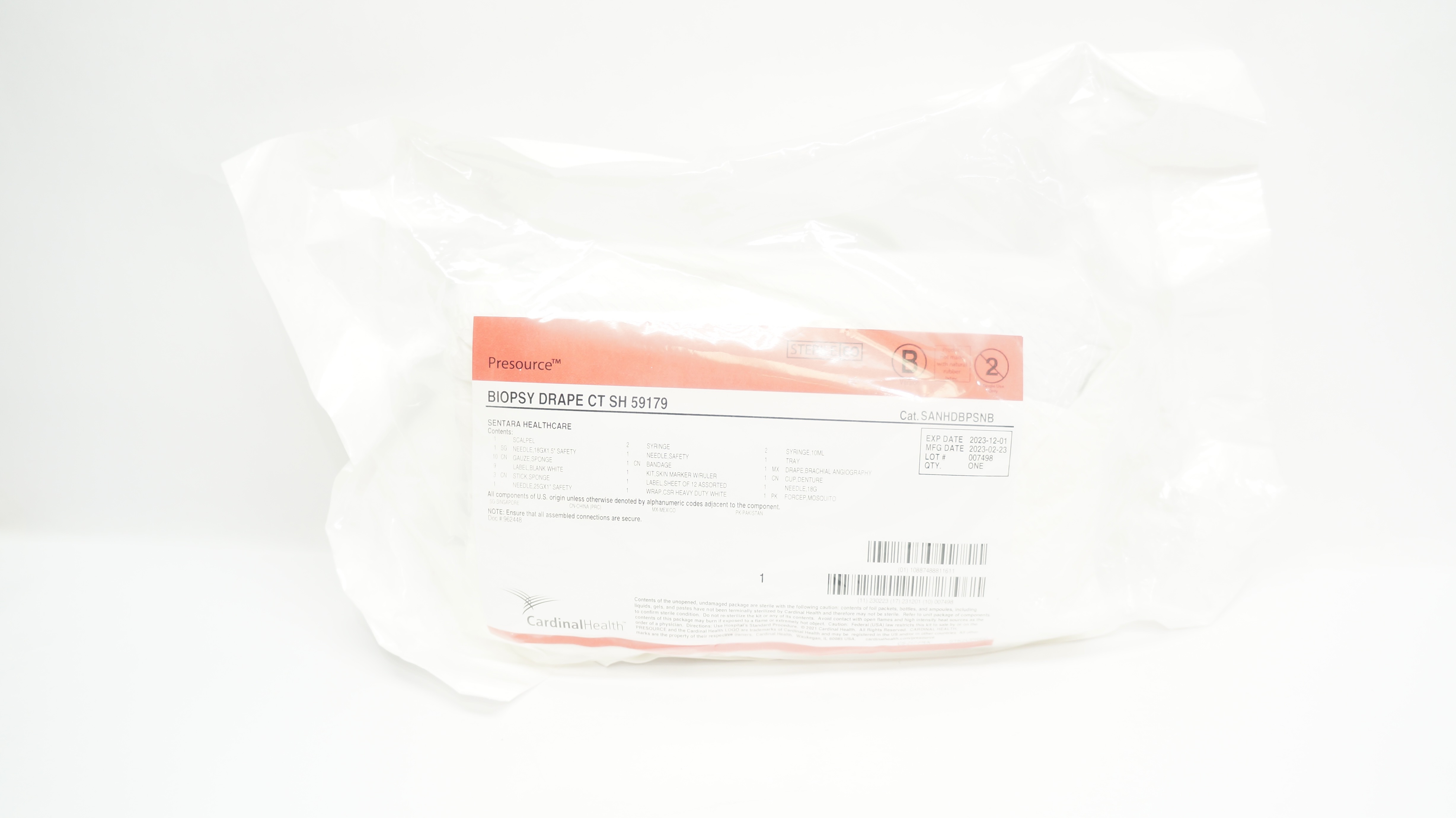 Cardinal Health SANHDBPSNB STRL Biopsy Drape CT SH 59179