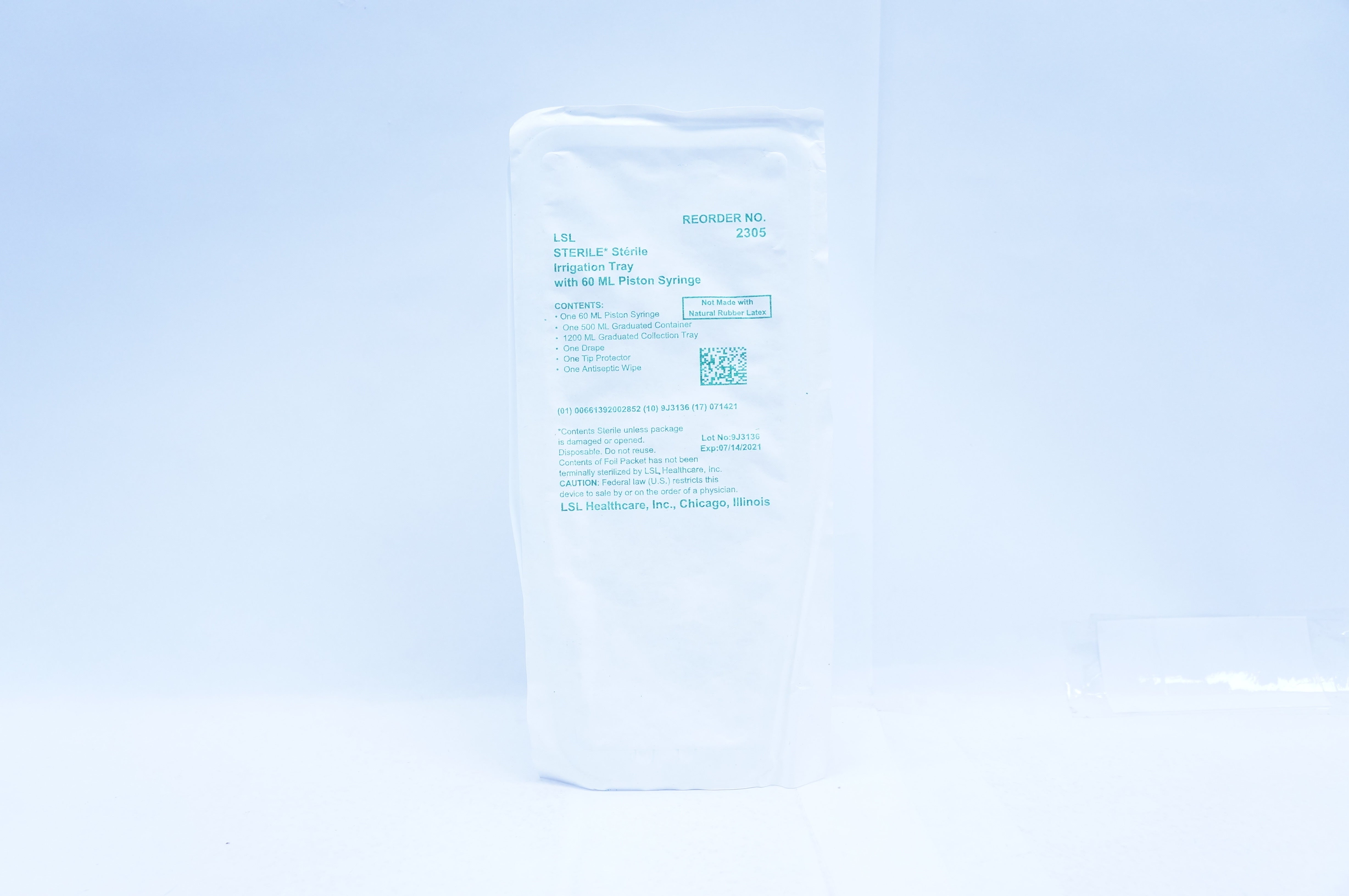 LSL Healthcare 2305 Irrigation Tray with 60ml Piston Syringe