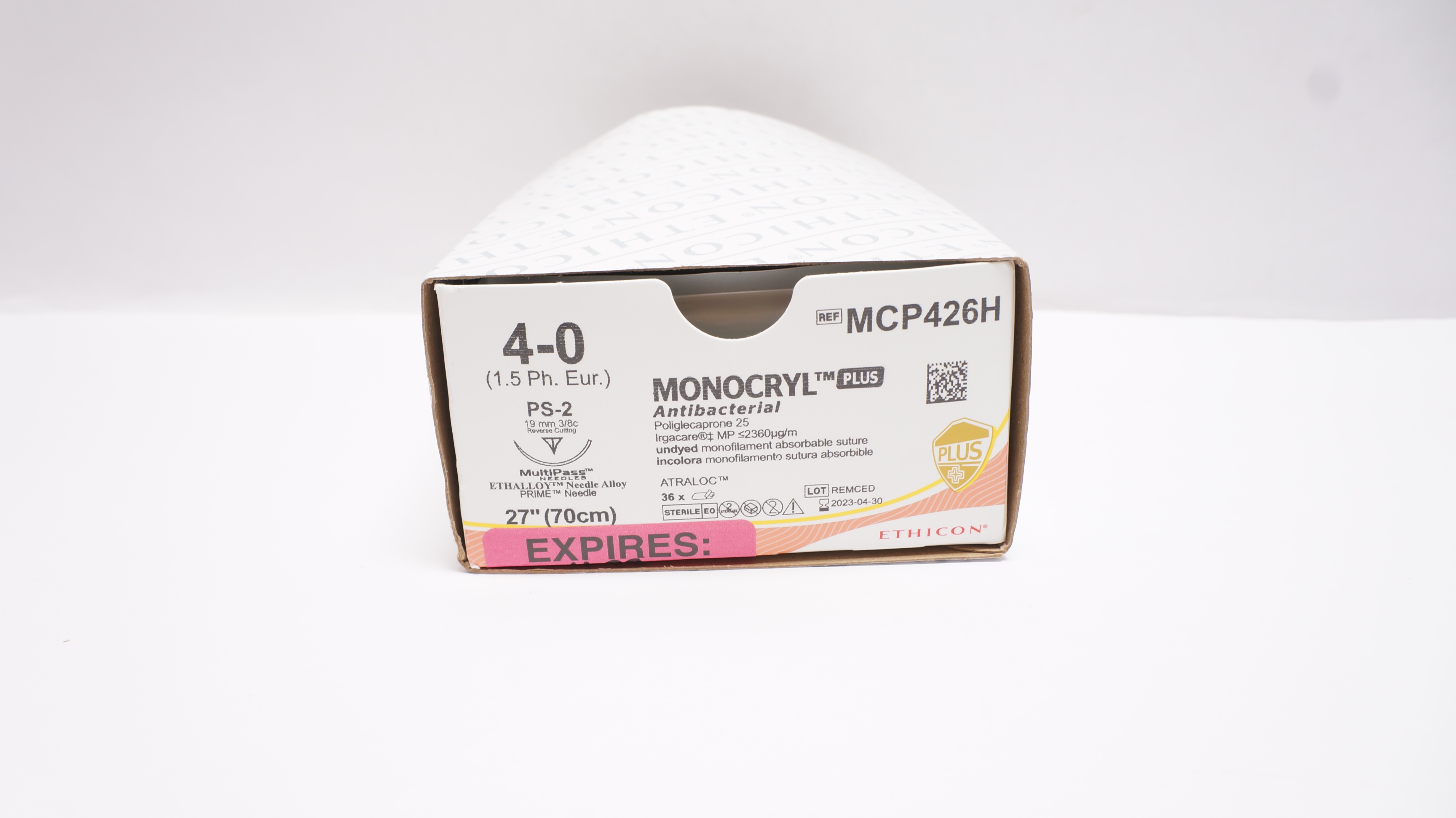 Ethicon MCP426H 4-0 MONOCRYL Plus Stre PS-2 19mm 3/8c, 27inch (x) - Box of 36