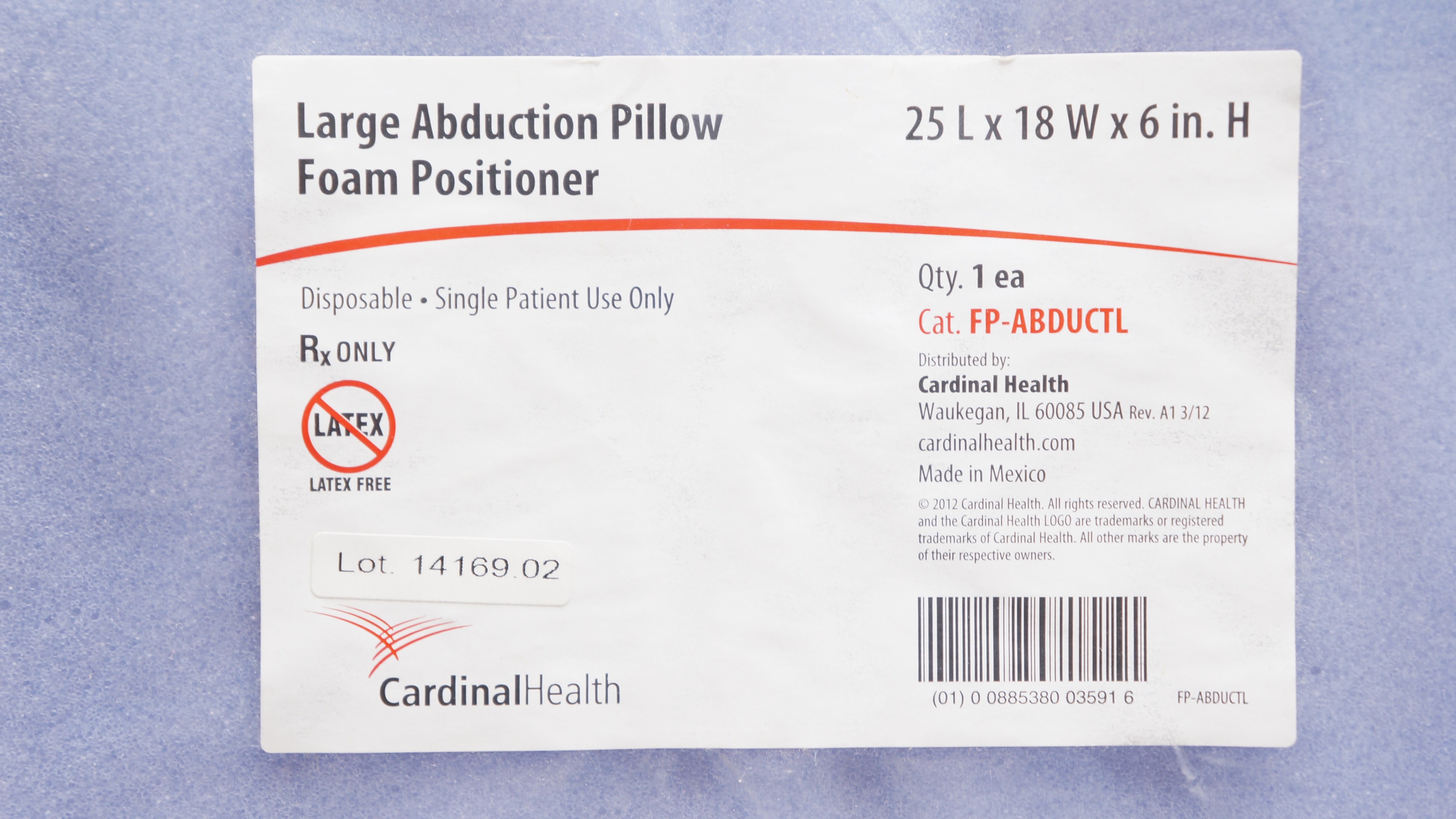 Cardinal Health FP-ABDUCTL Abduction Pillow Foam Positioner 25L x 18W x 6inch