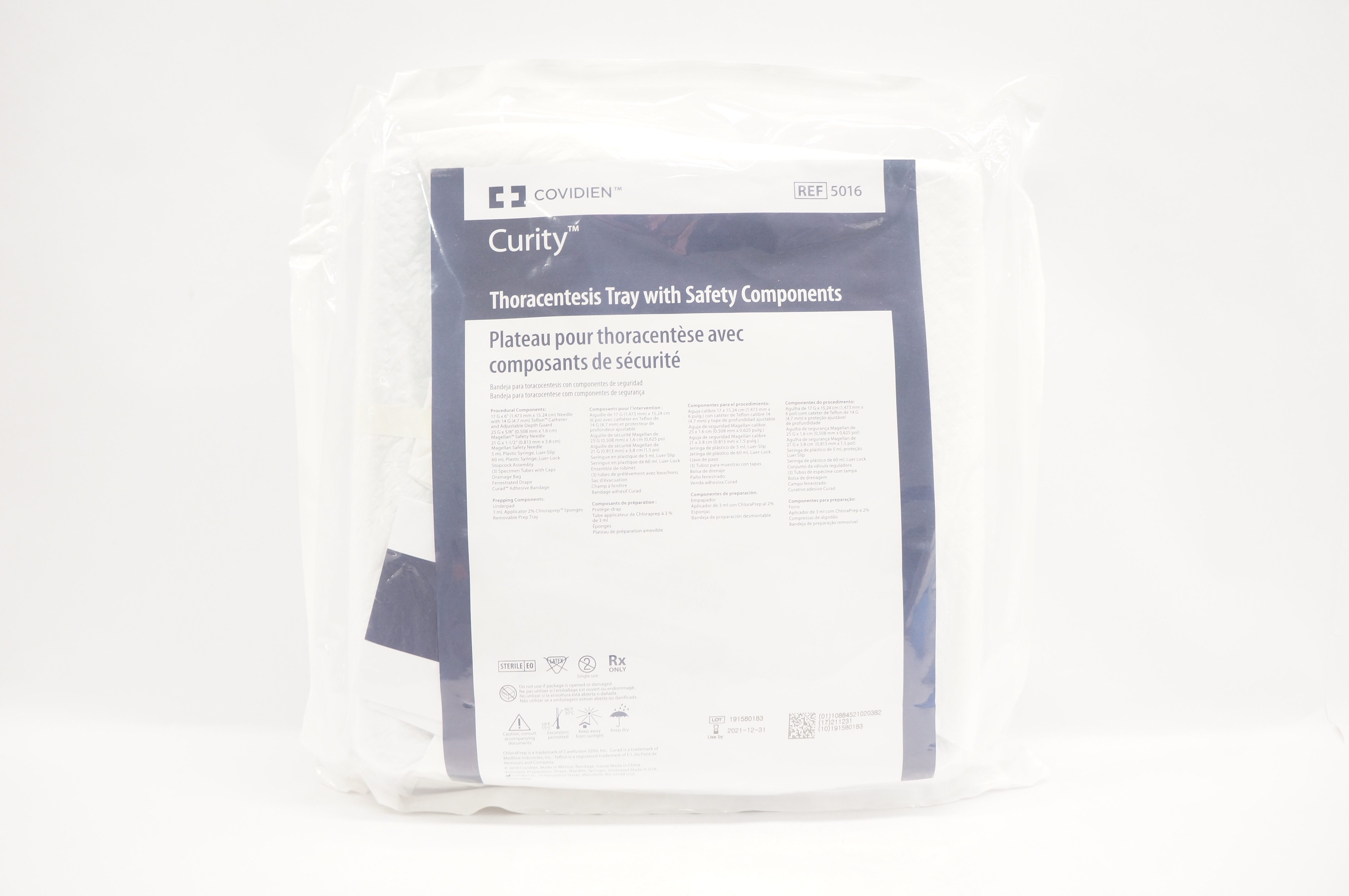 Covidien 5016 Curity Thoracentesis Tray with Safety Components (x)