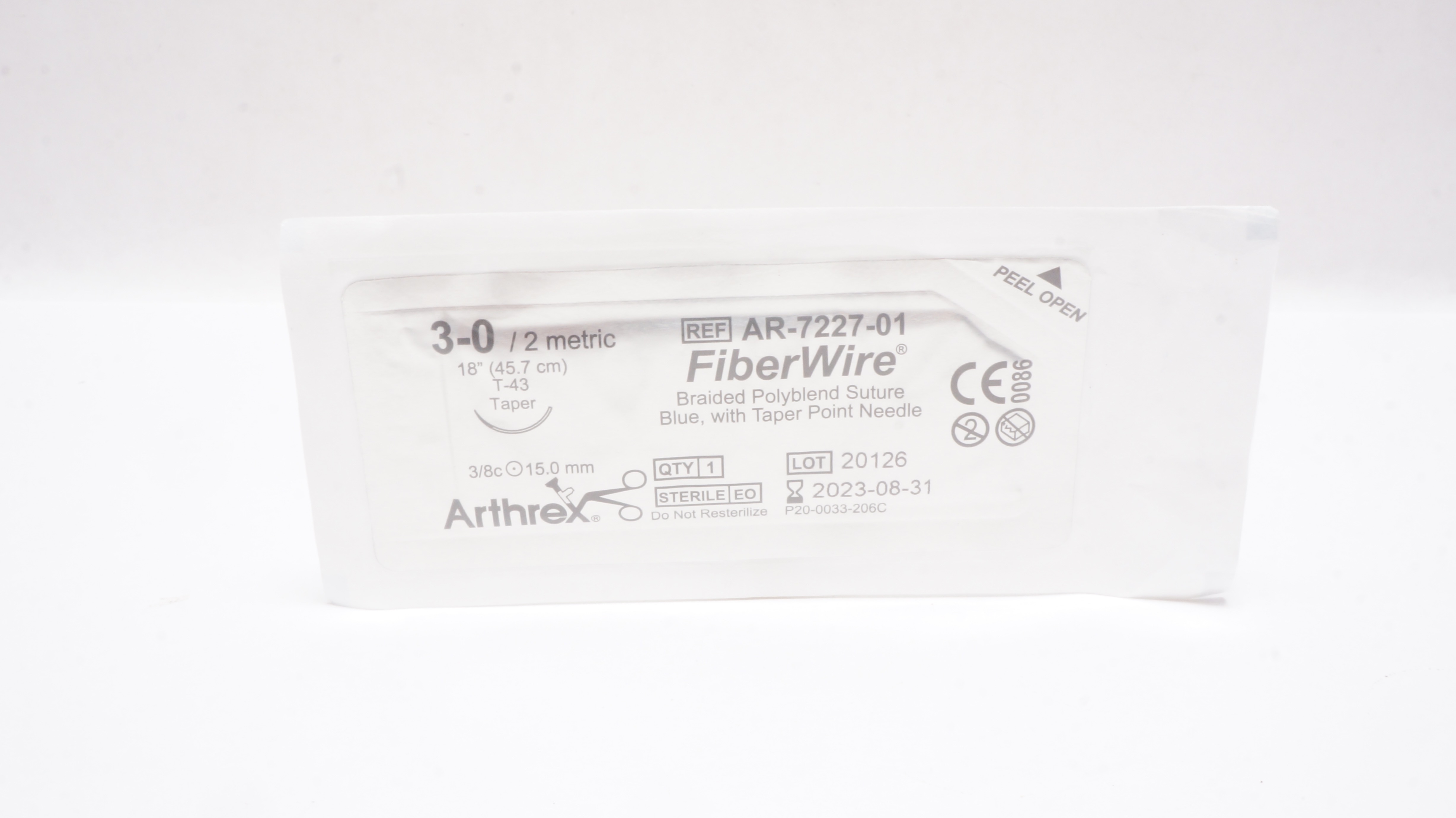 Arthrex AR-7227-01 3-0 FiberWire Braided Stre T-43 Taper 3/8 15.0 mm 18 inch