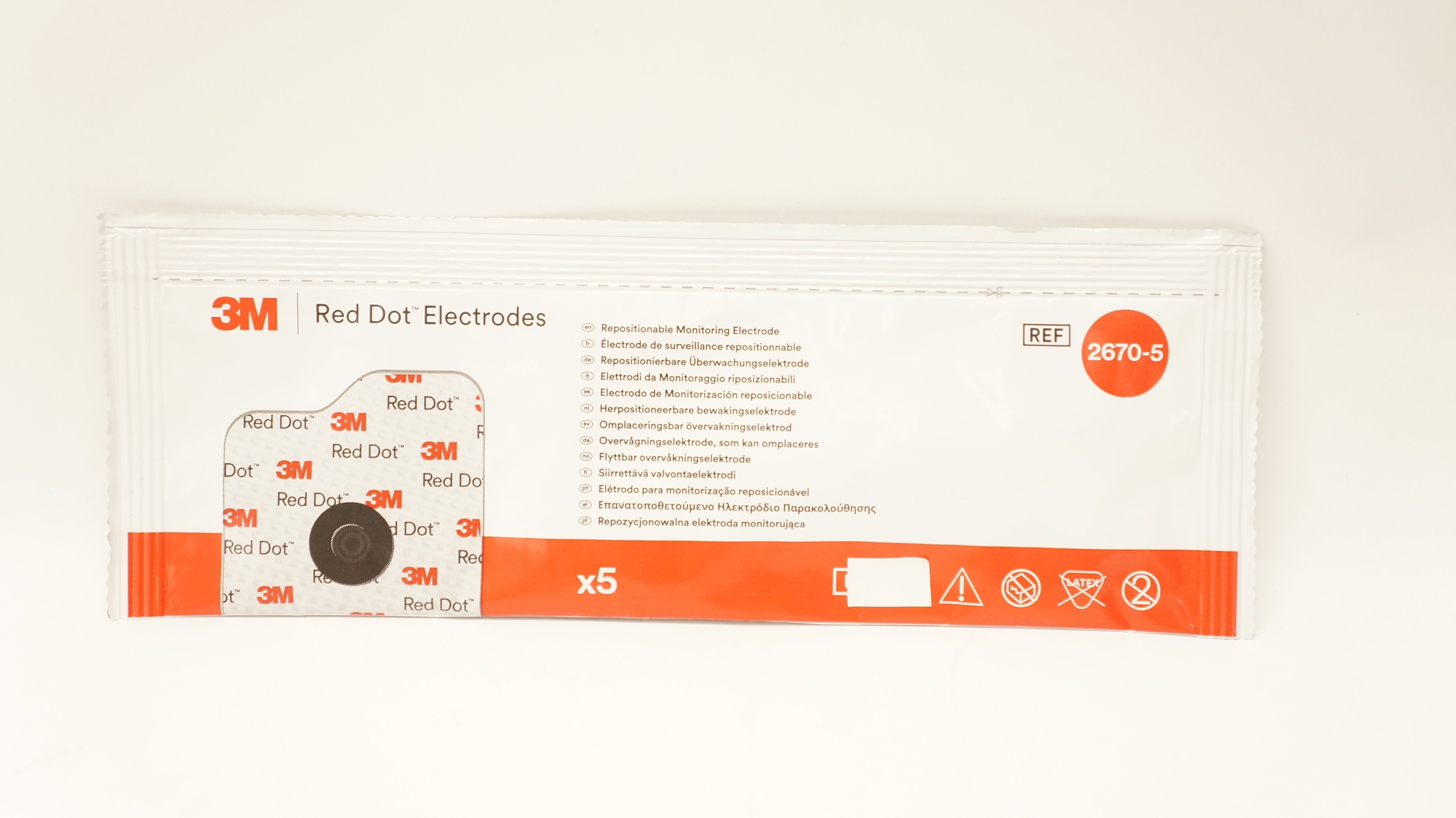 3M 2670-5 Red Dot Electrodes Repositionable Monitoring Electrode
